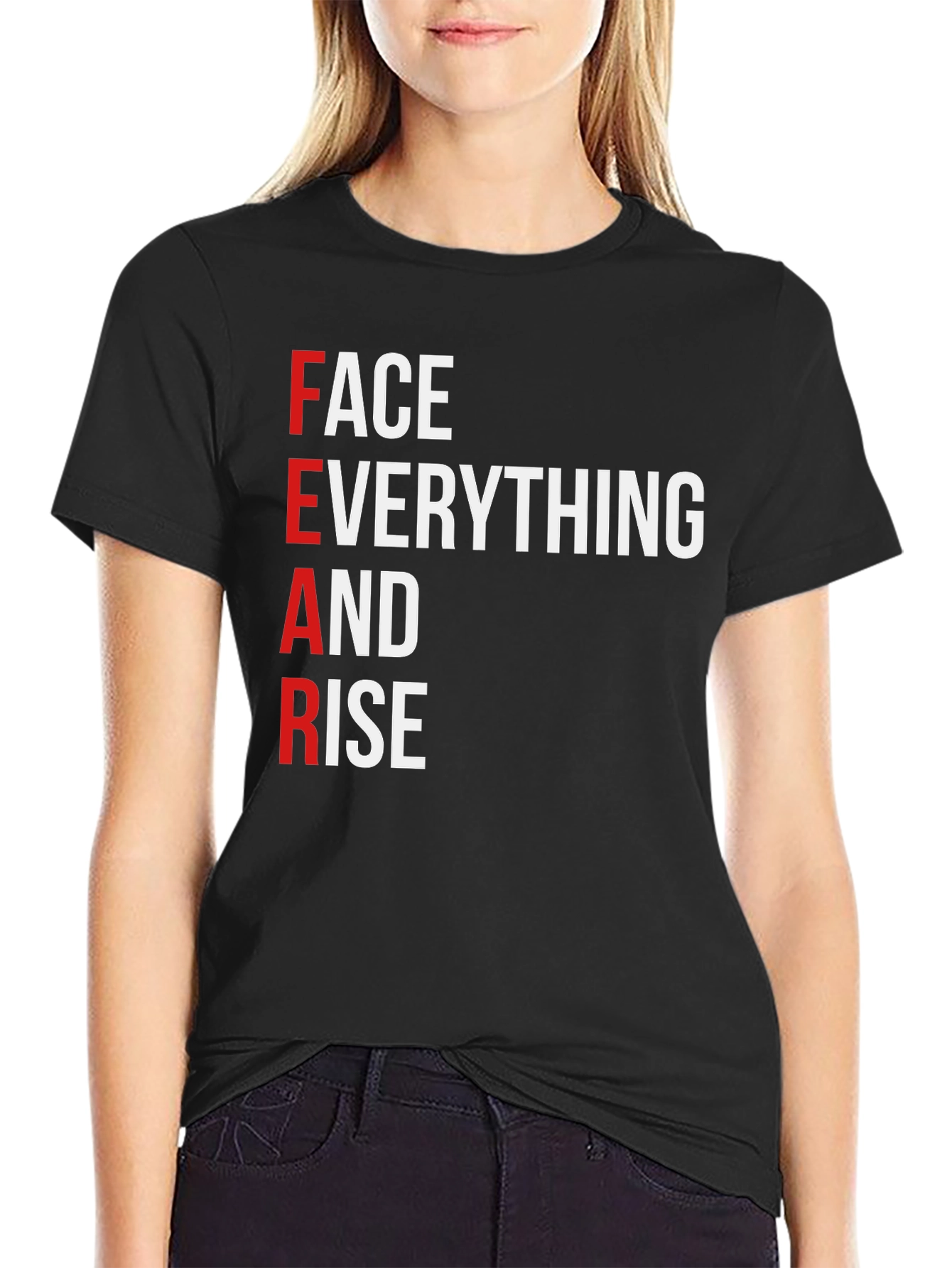 Black Motivational 'FEAR' Graphic T-Shirt view 2