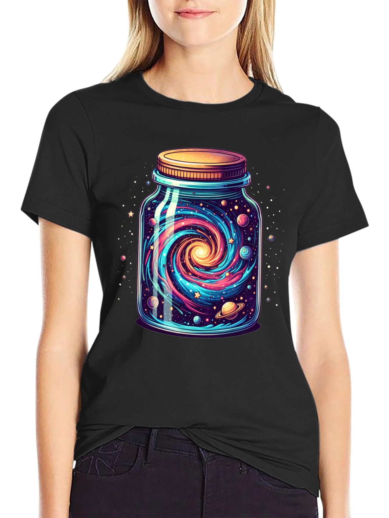 Black Galaxy Jar Graphic Tee - Men's Black T-Shirt view 2
