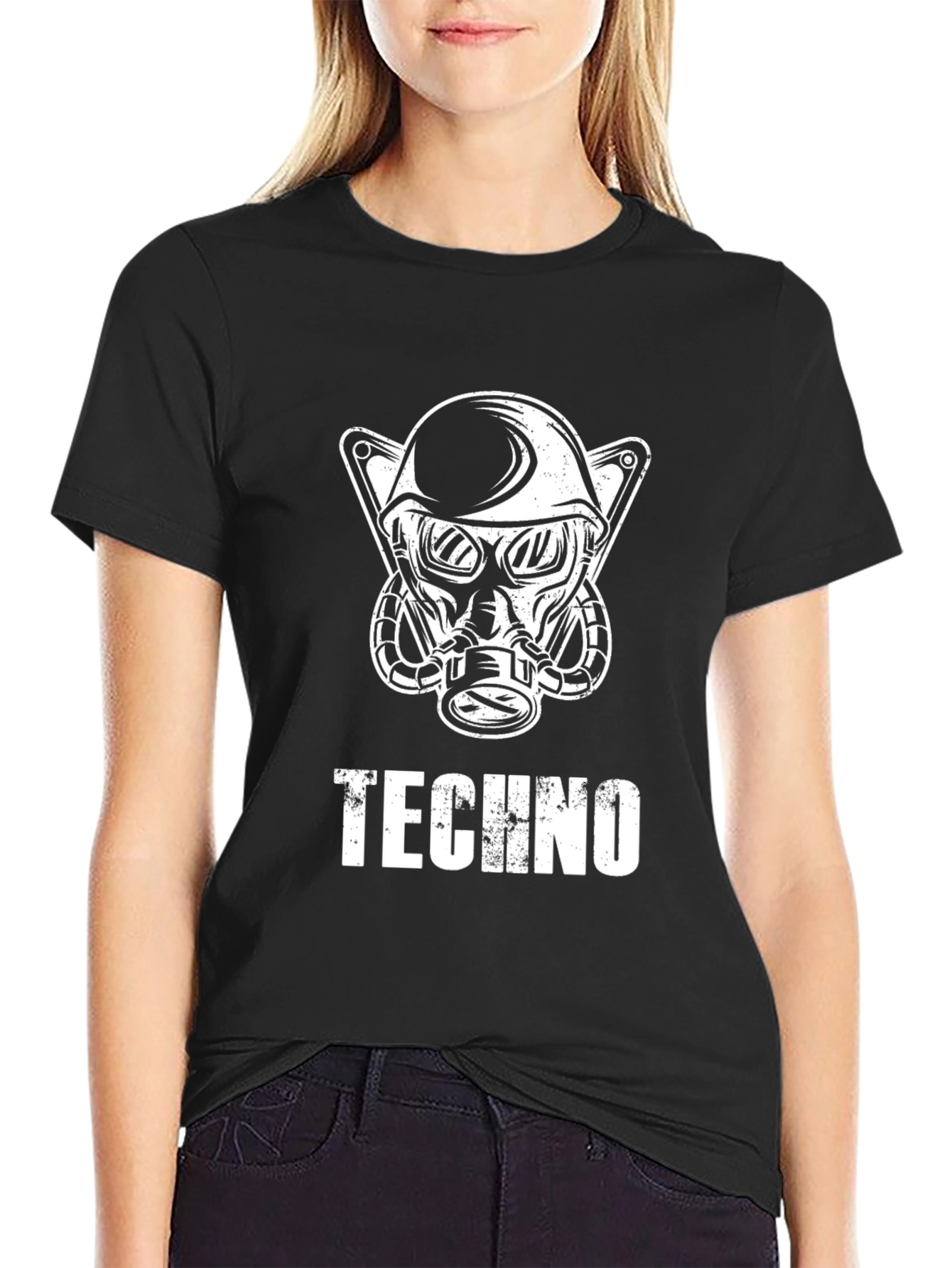 Black Techno Soldier Graphic T-Shirt - Cool Design! view 2