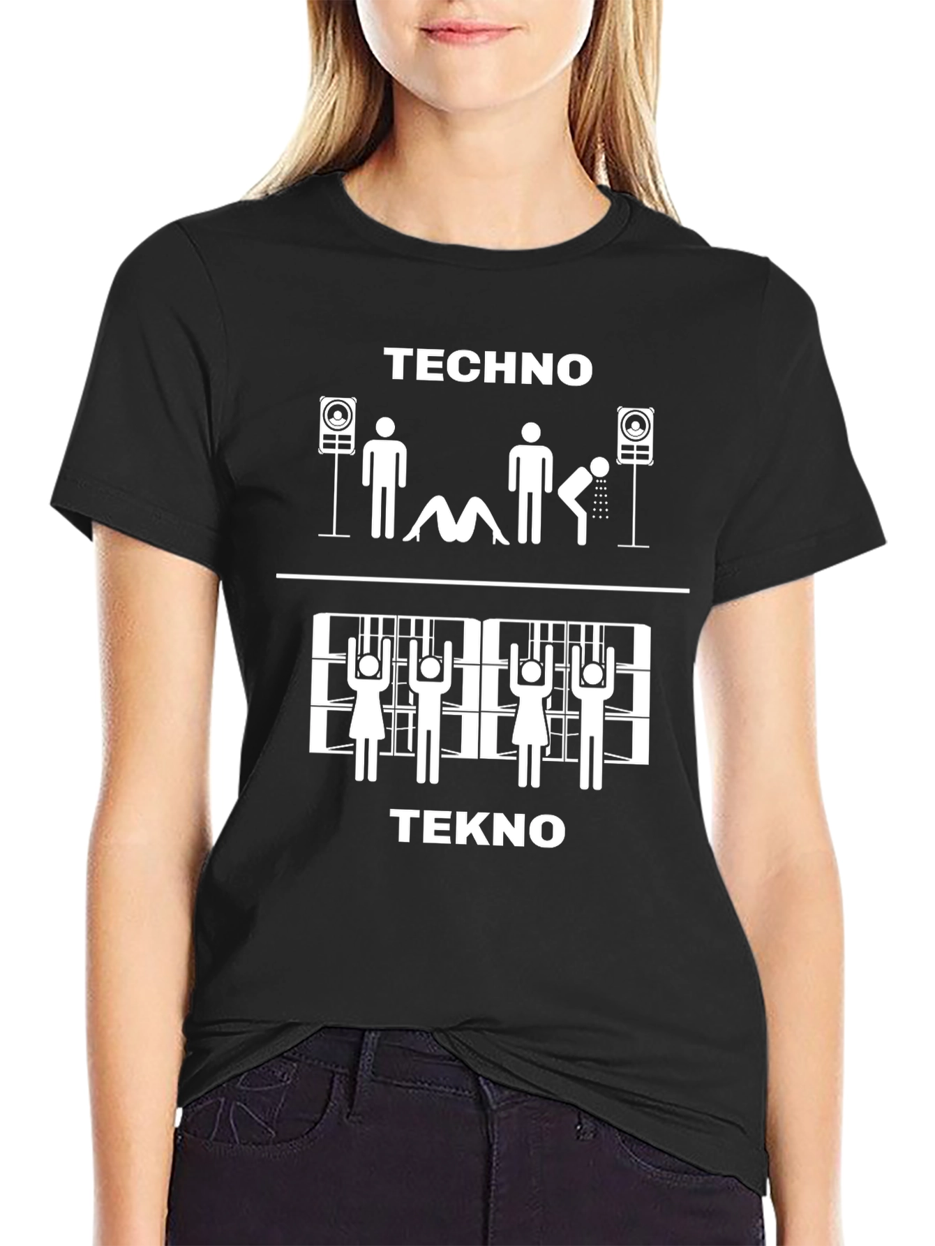 Black Techno Tekno T-Shirt - Funny Graphic Tee view 2