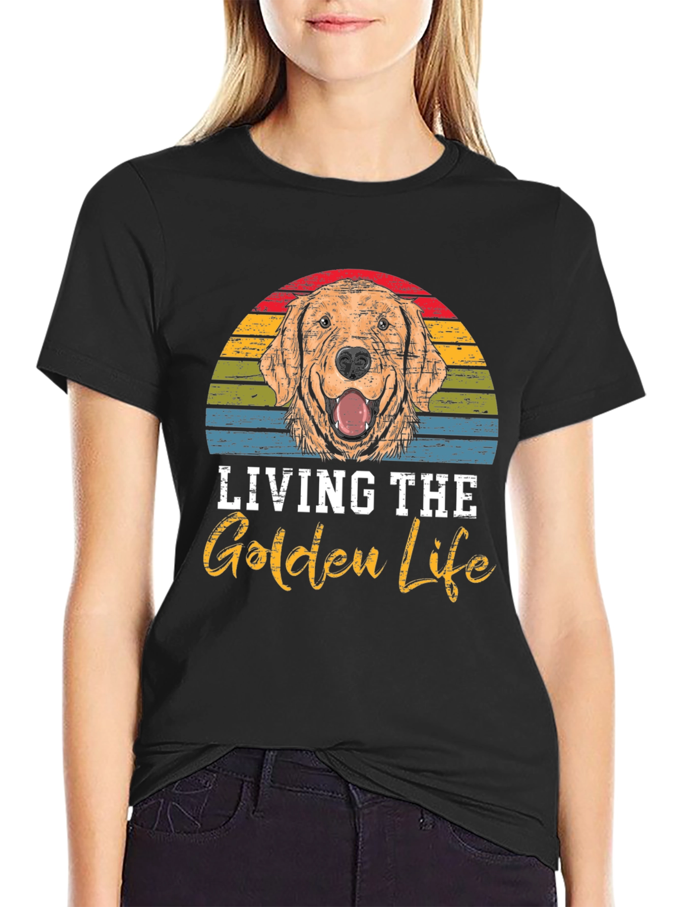 Black Living the Golden Life T-Shirt view 2