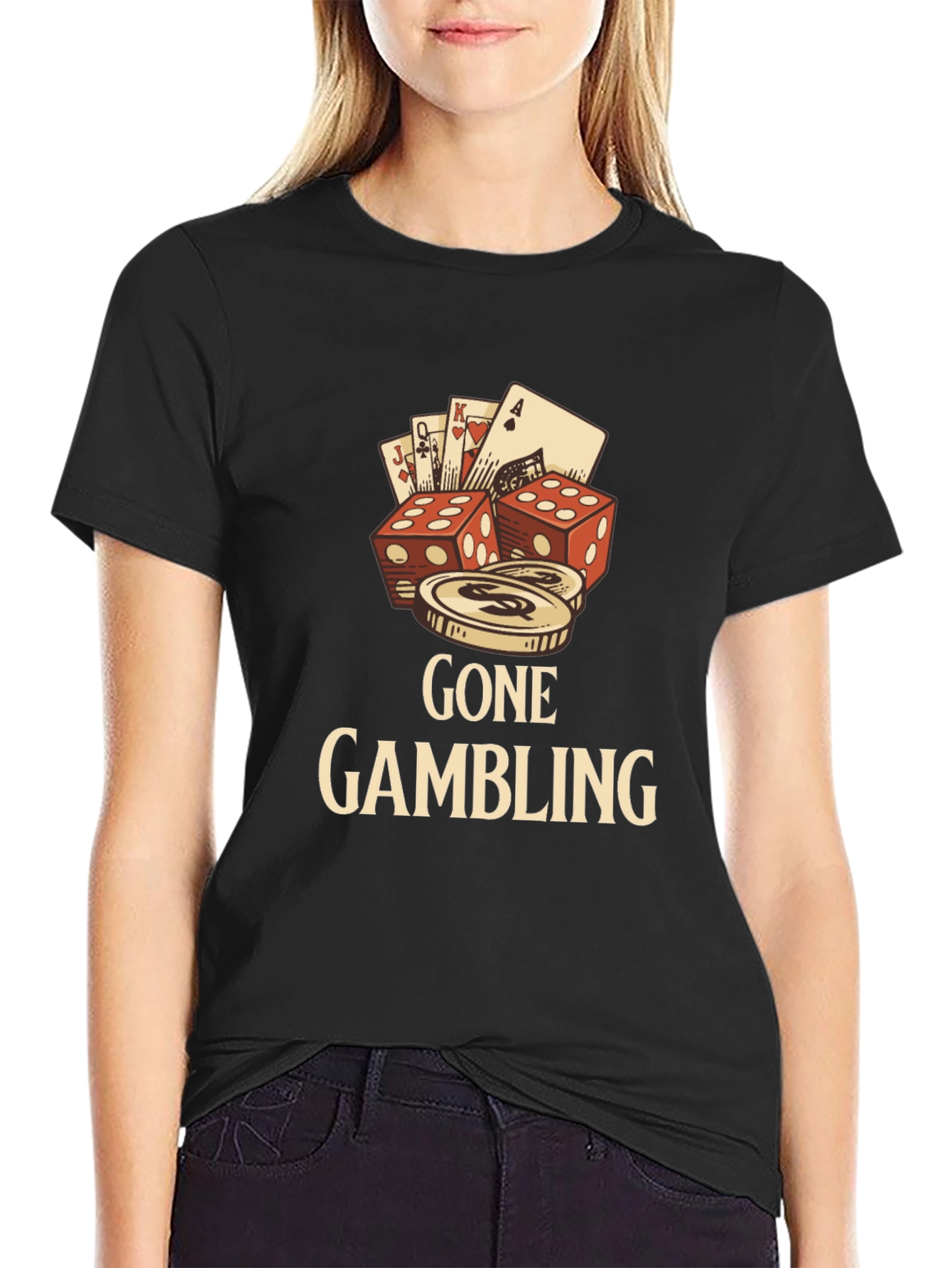 Black Gone Gambling Graphic Tee - Black view 2