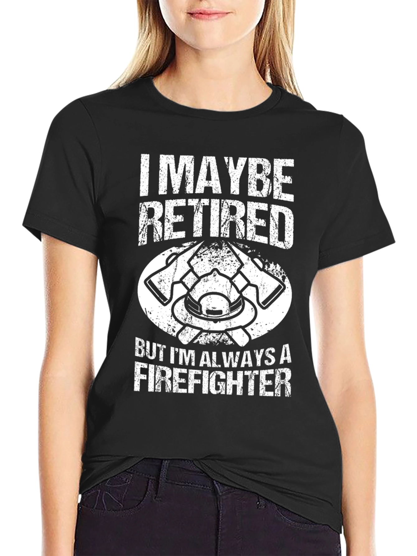 Black Retired Firefighter T-Shirt view 2