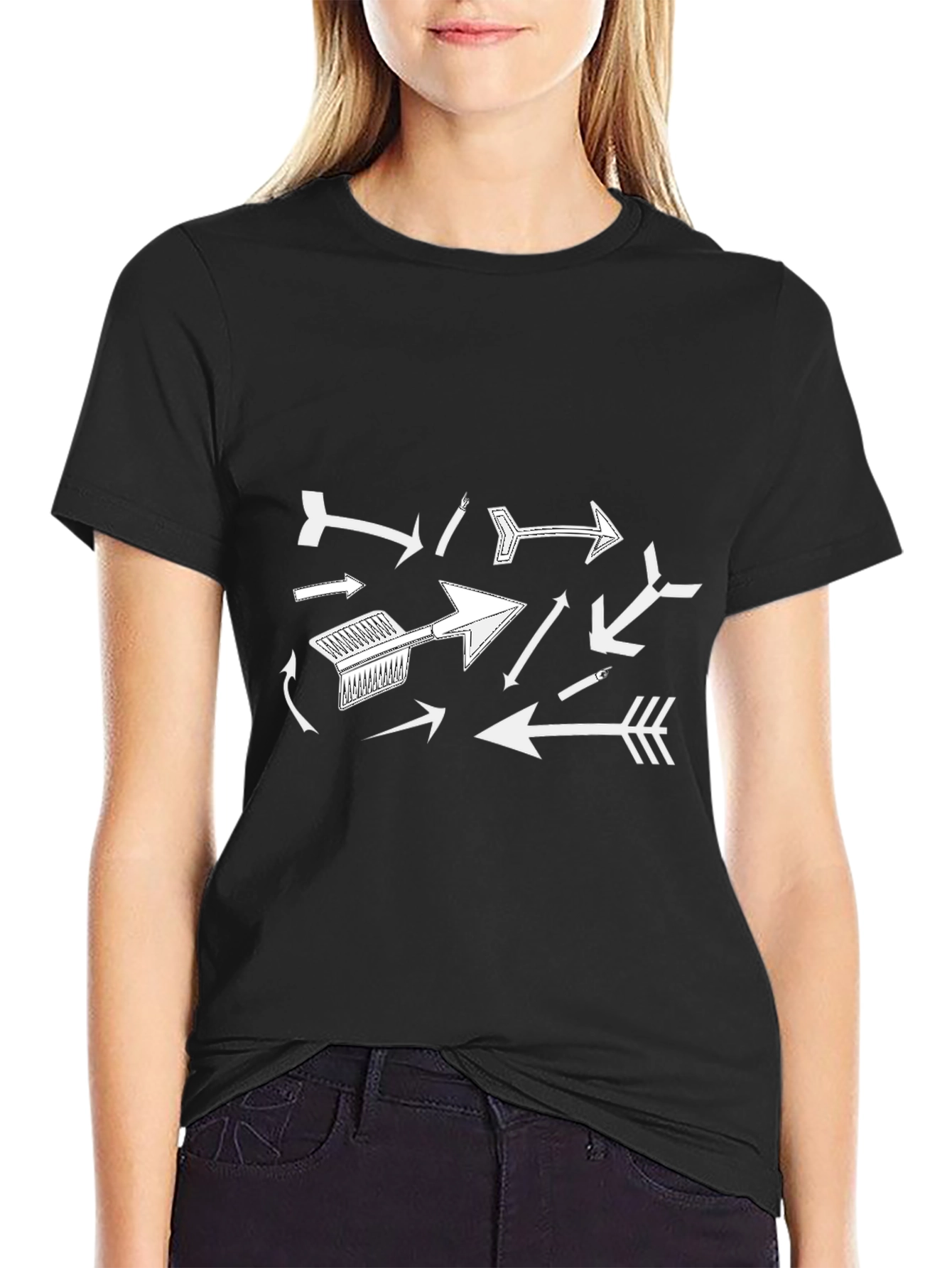 Black Arrow Graphic Print Black T-Shirt view 2