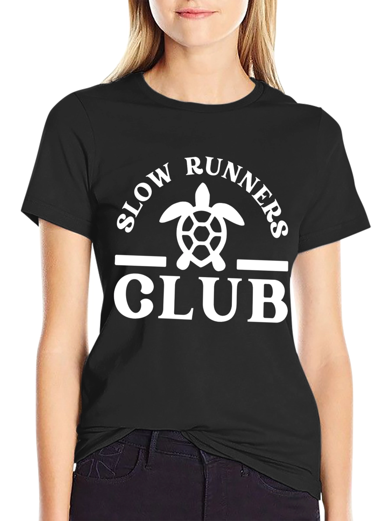 Black Slow Runners Club Turtle Graphic Tee - Black view 2