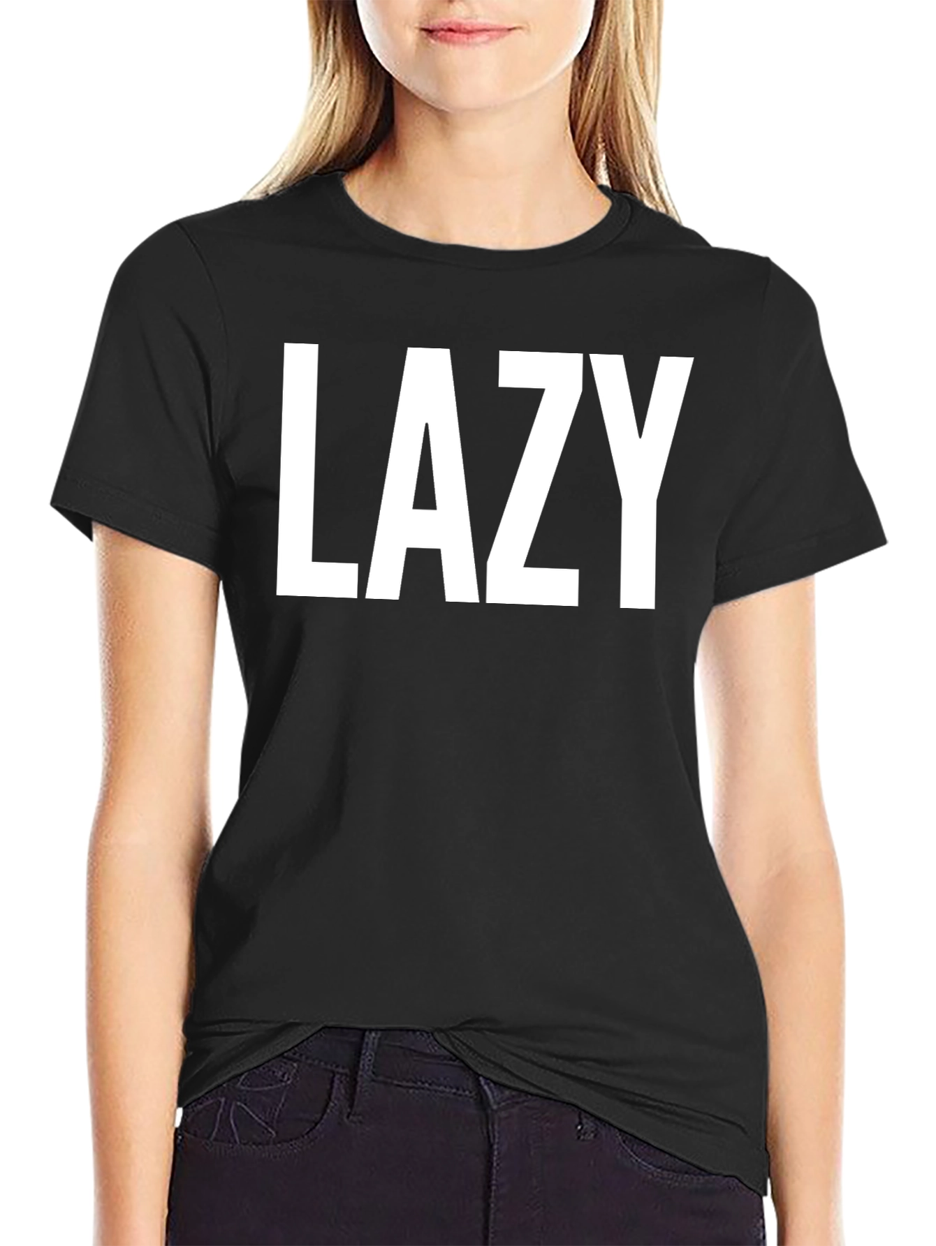 Black Lazy Graphic Tee - Black Short Sleeve Shirt view 2
