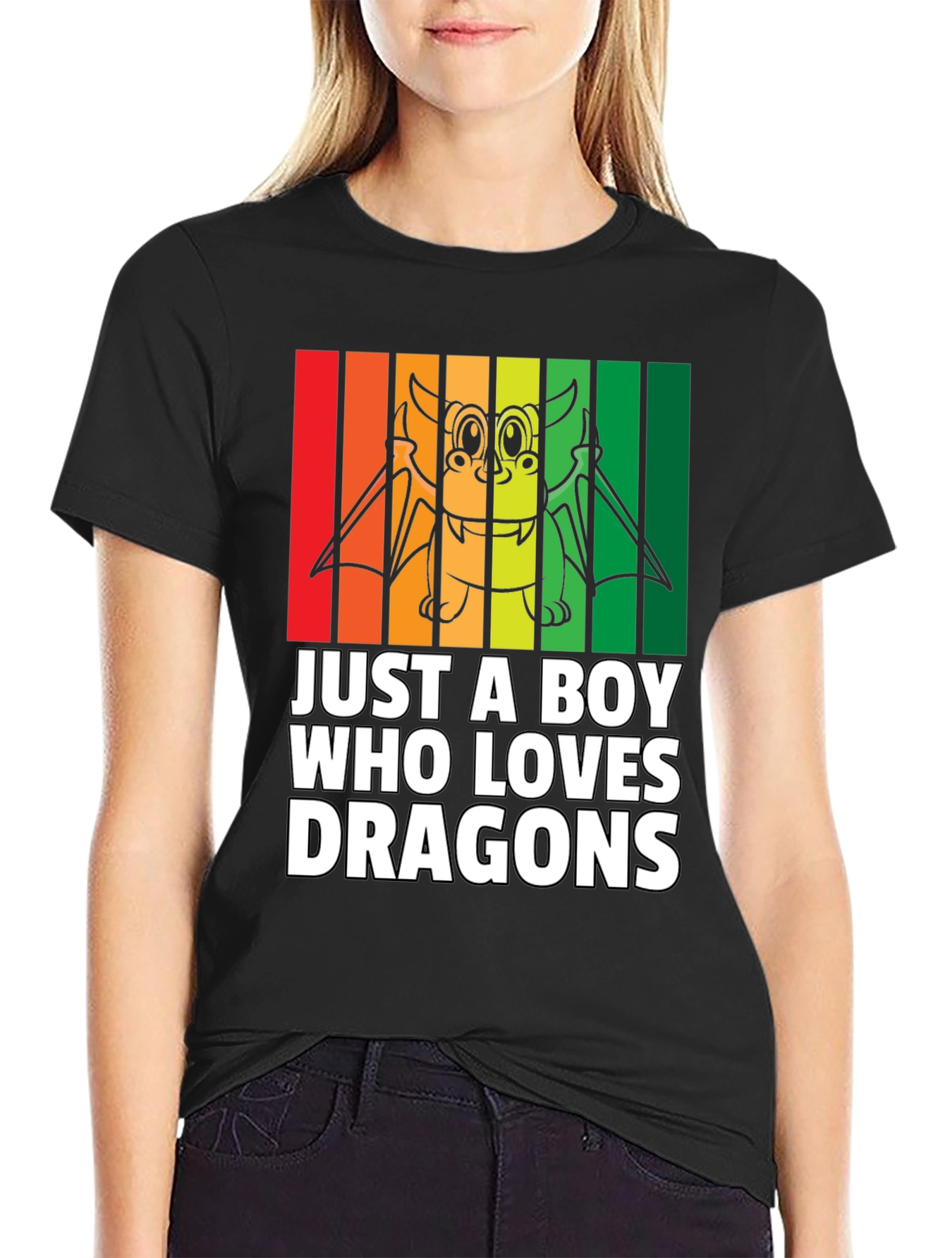 Black Just A Boy Who Loves Dragons T-Shirt view 2