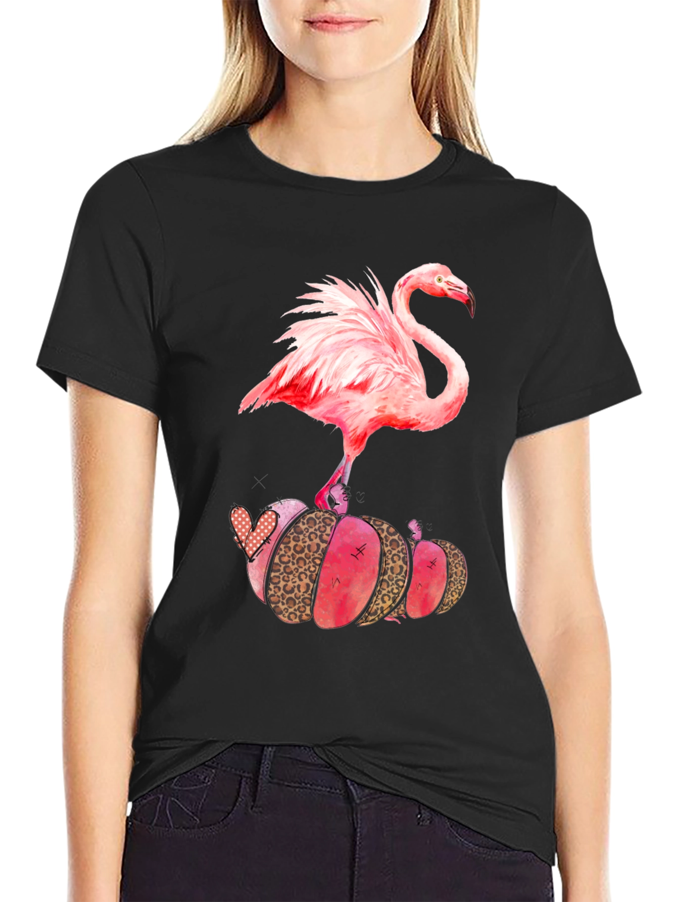 Black Flamingo Pumpkin Patch Tee view 2