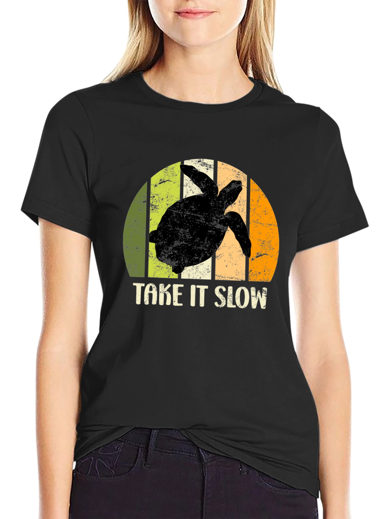 Black Take It Slow Turtle Graphic Tee - Relaxed Comfort view 2