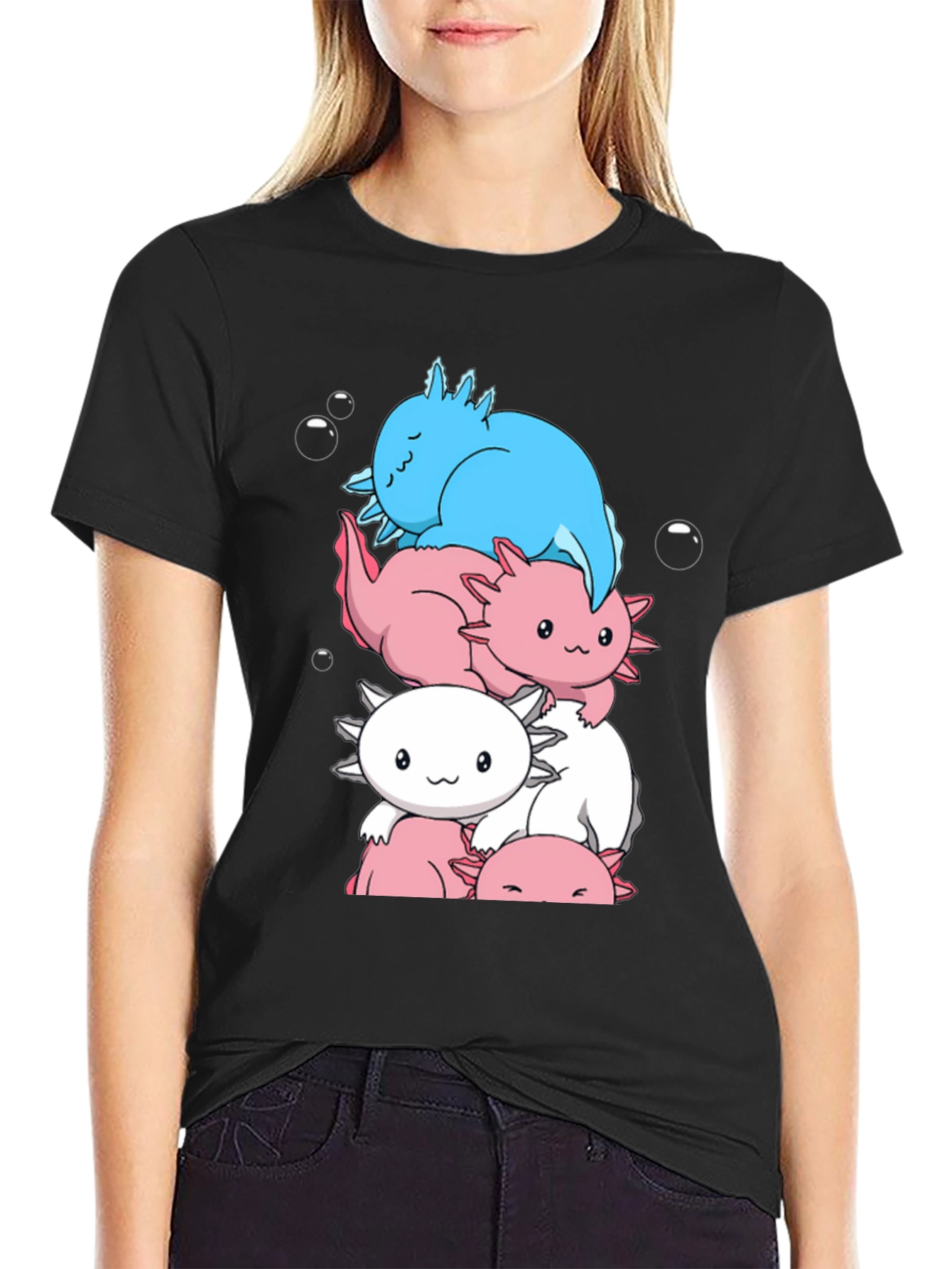 Black Axolotl Stack Graphic Tee view 2