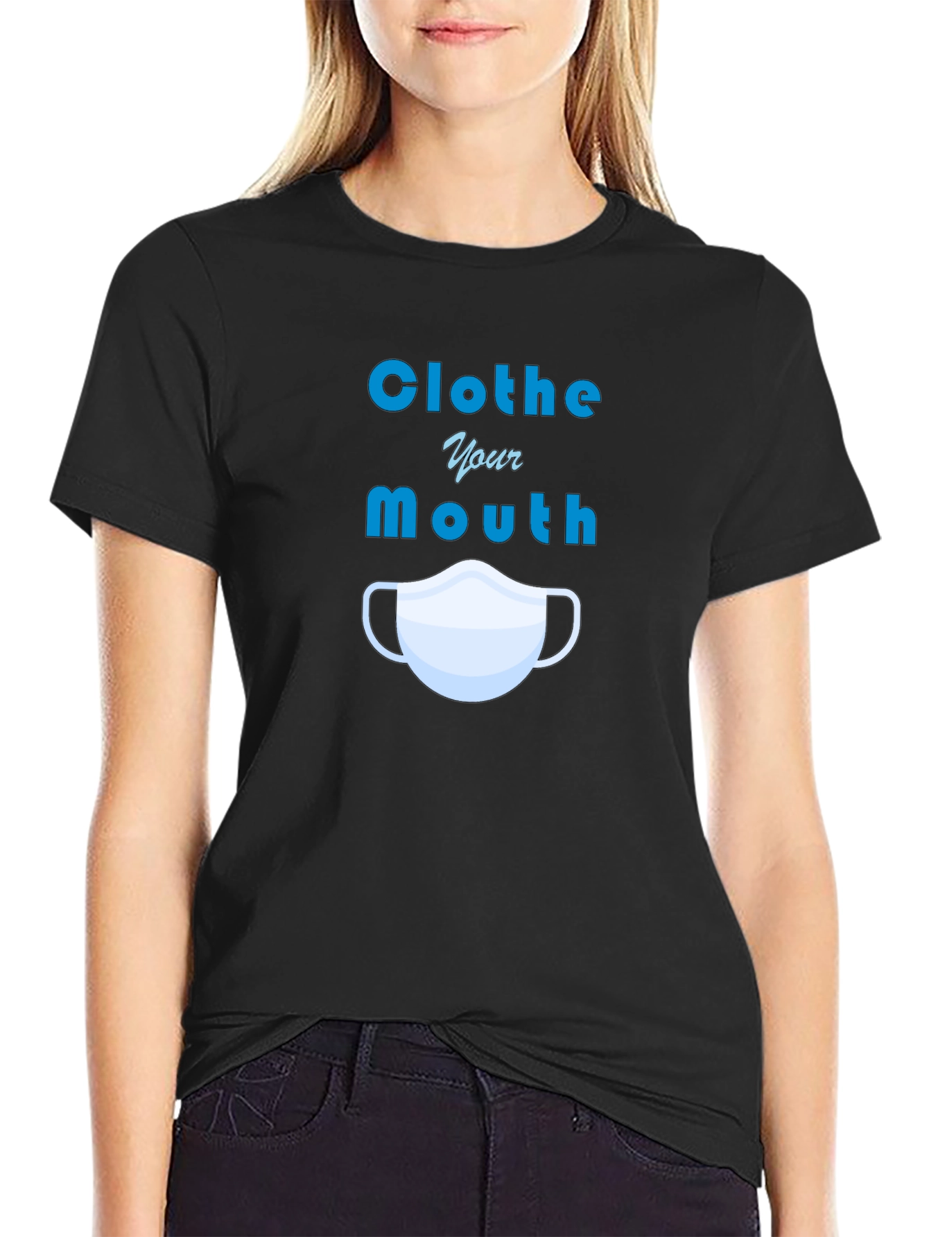 Black Clothe Your Mouth Graphic Tee - Protect Yourself! view 2