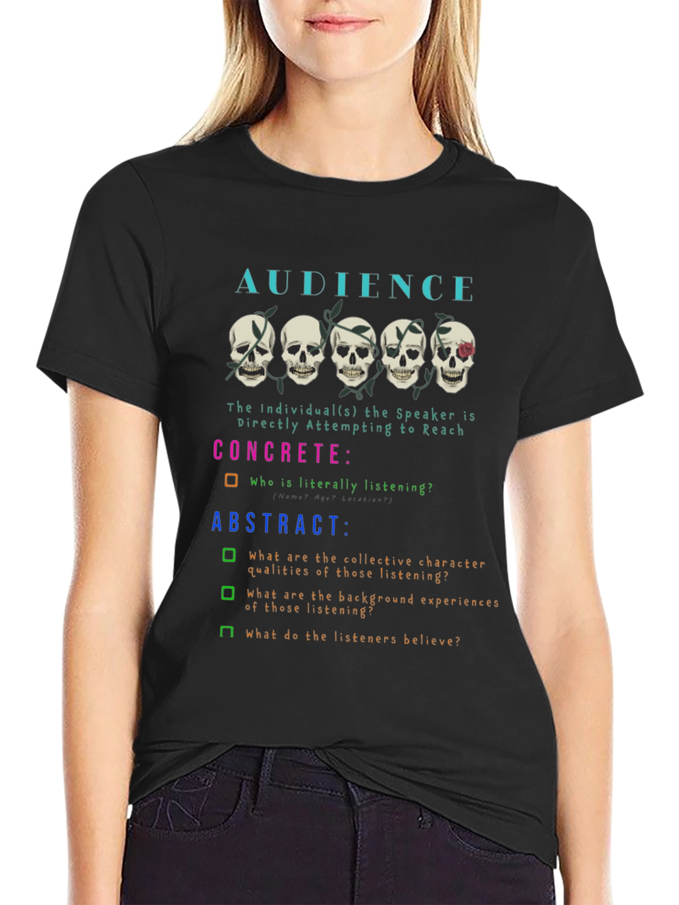Black Audience Skull Graphic T-Shirt view 2