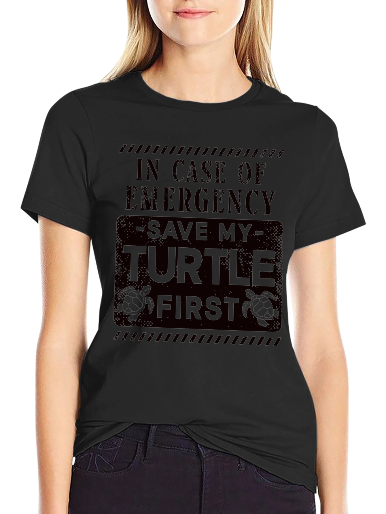 Black Save My Turtle First Graphic T-Shirt view 2