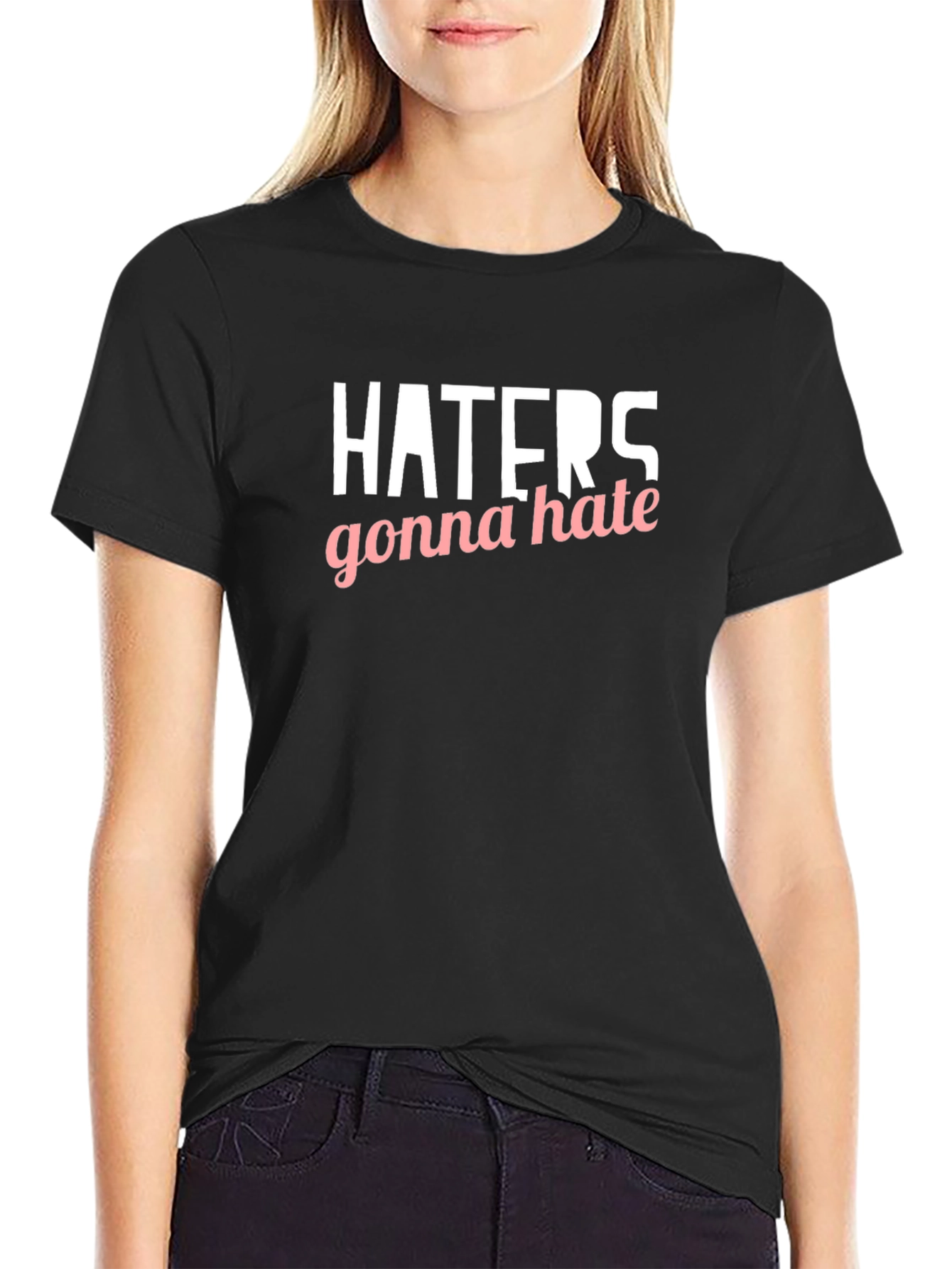 Black Haters Gonna Hate Graphic Tee - Black Casual Shirt view 2