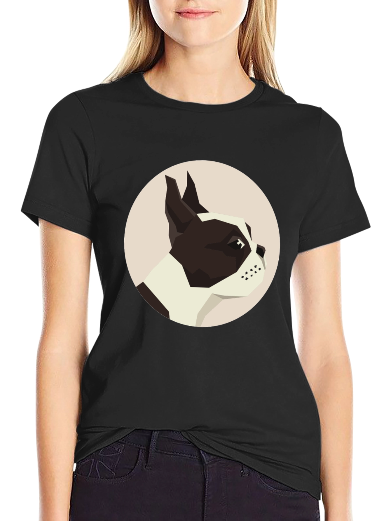 Black Geometric Dog Graphic Tee - Modern Canine Design view 2
