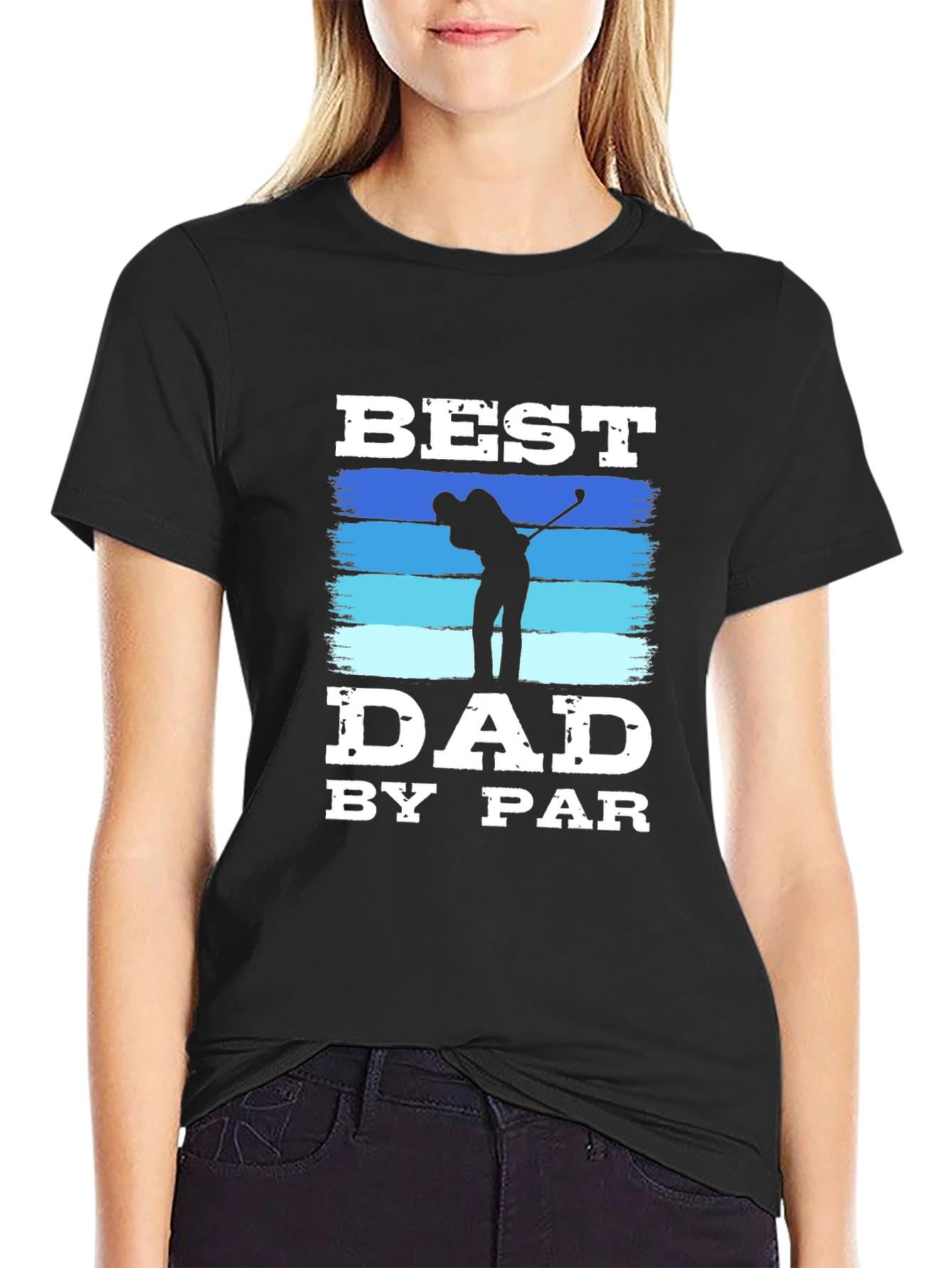 Black Best Dad By Par Golf T-Shirt view 2