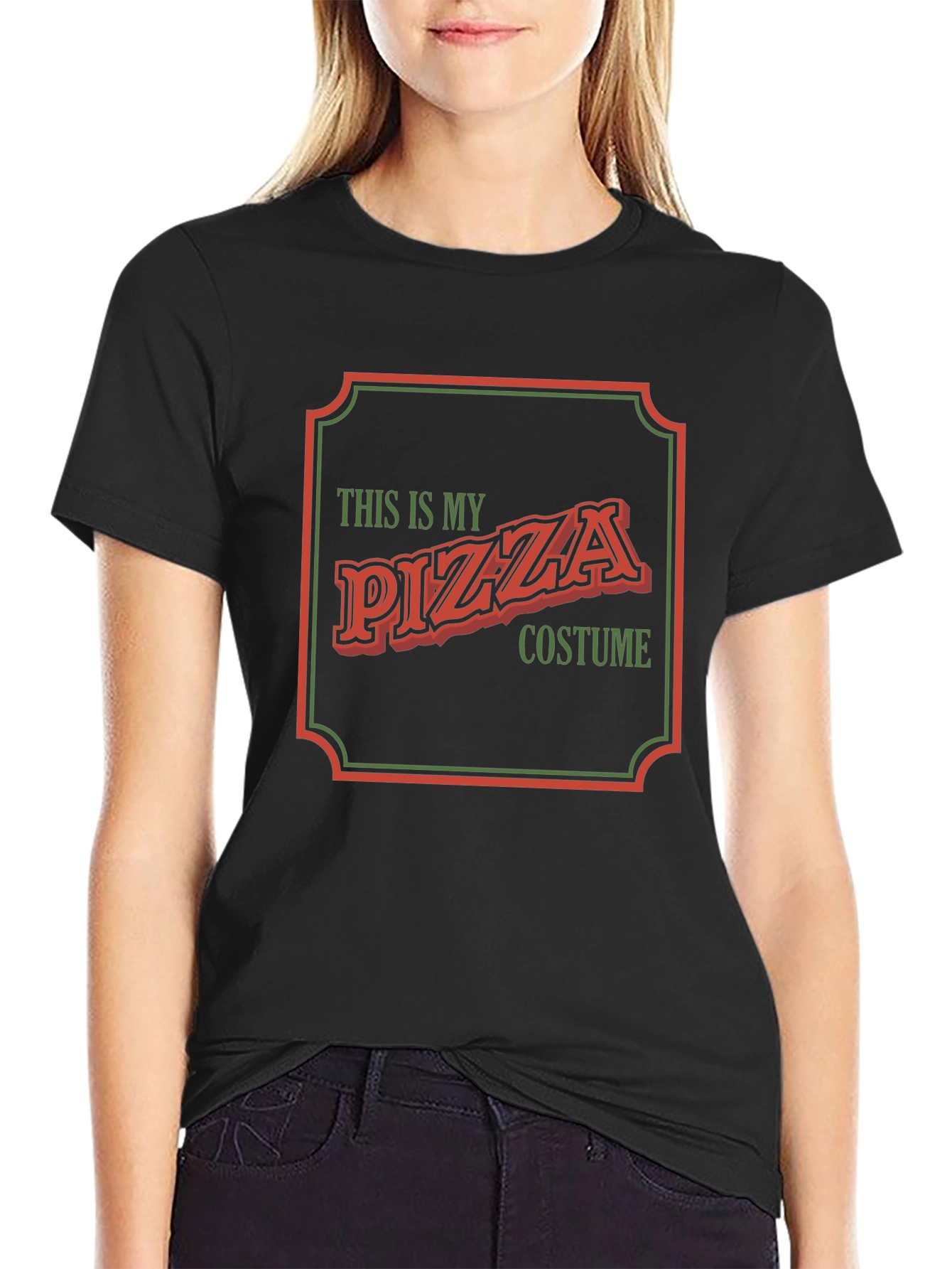 Black Pizza Costume T-Shirt - Funny Halloween Tee view 2