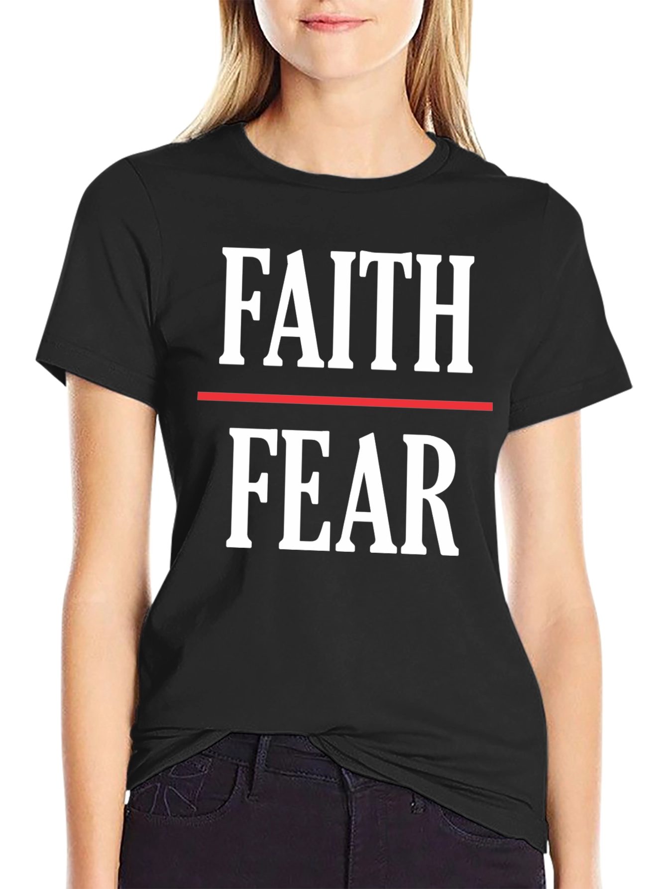 Black Faith Over Fear Graphic Tee - Motivational Shirt view 2