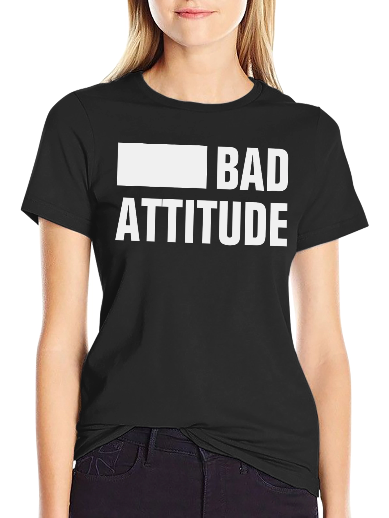 Black Bad Attitude Graphic Tee - Bold Statement T-Shirt view 2