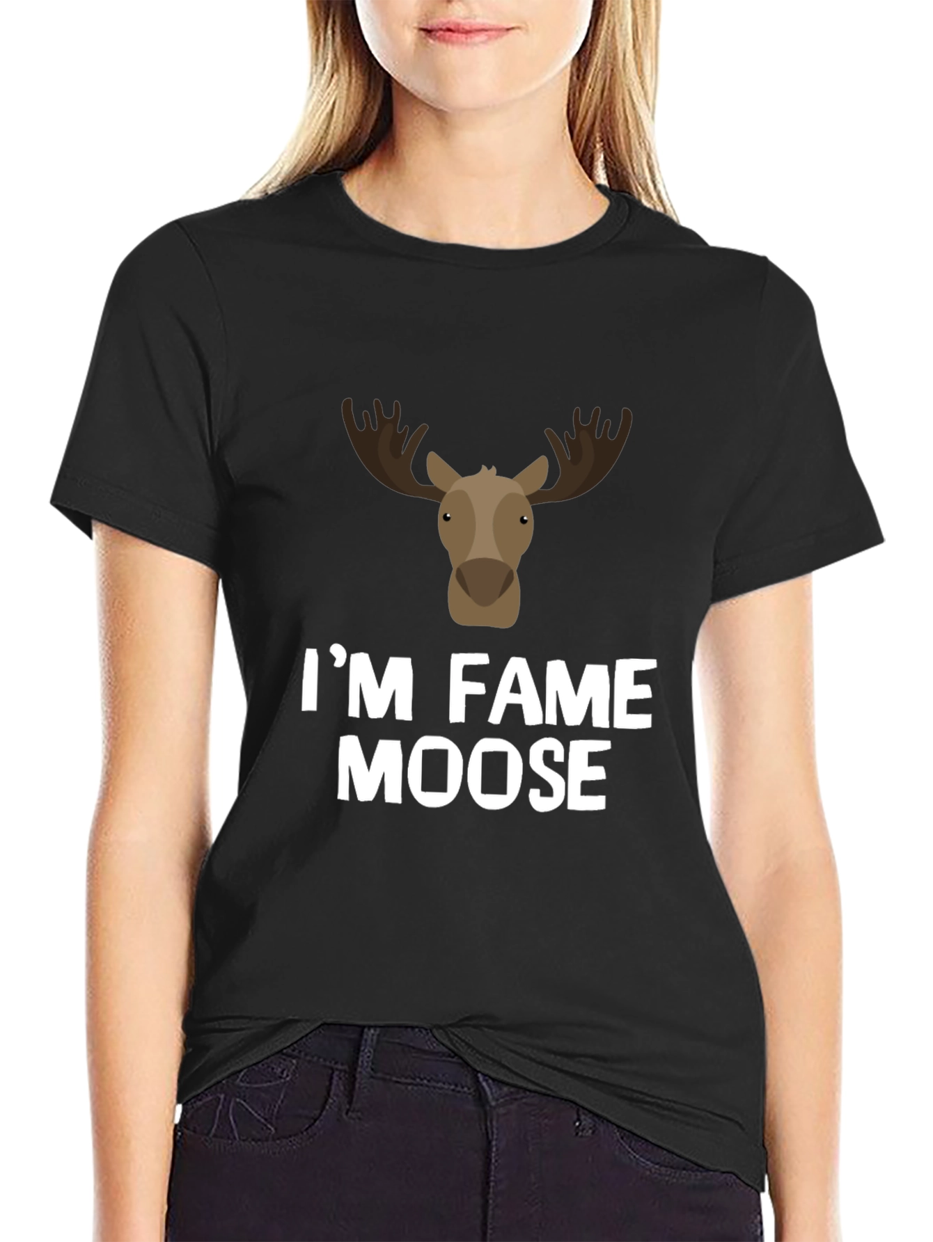 Black I'm Fame Moose Graphic T-Shirt view 2
