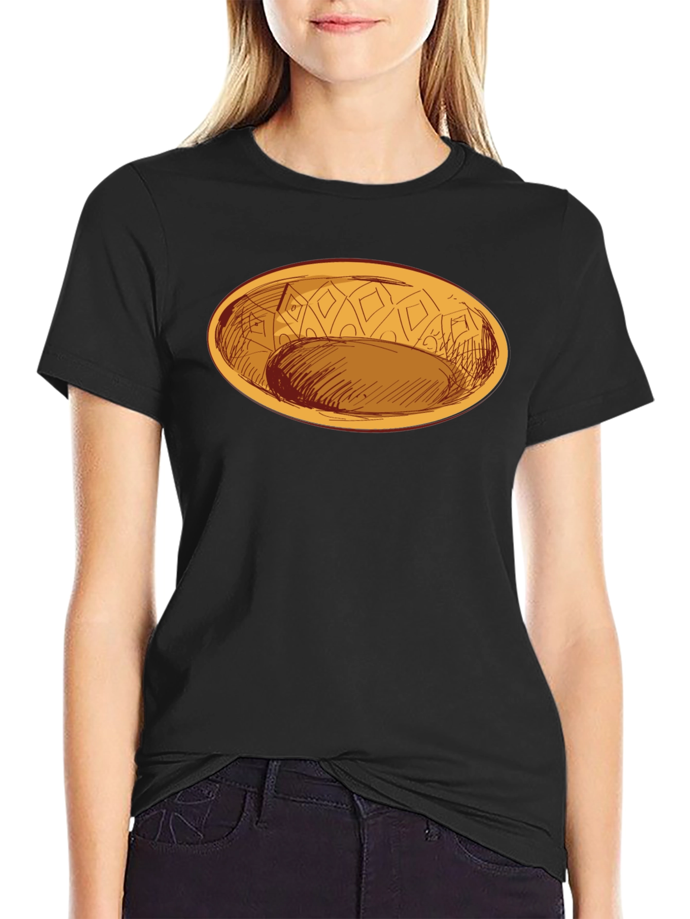 Black Oval Dish Graphic Tee - Modern Style view 2