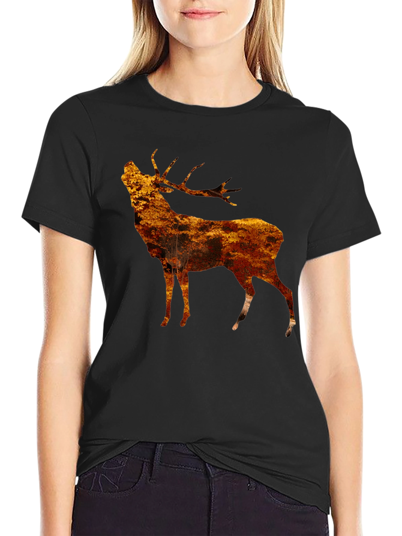Black Rustic Stag Graphic Tee - Black view 2