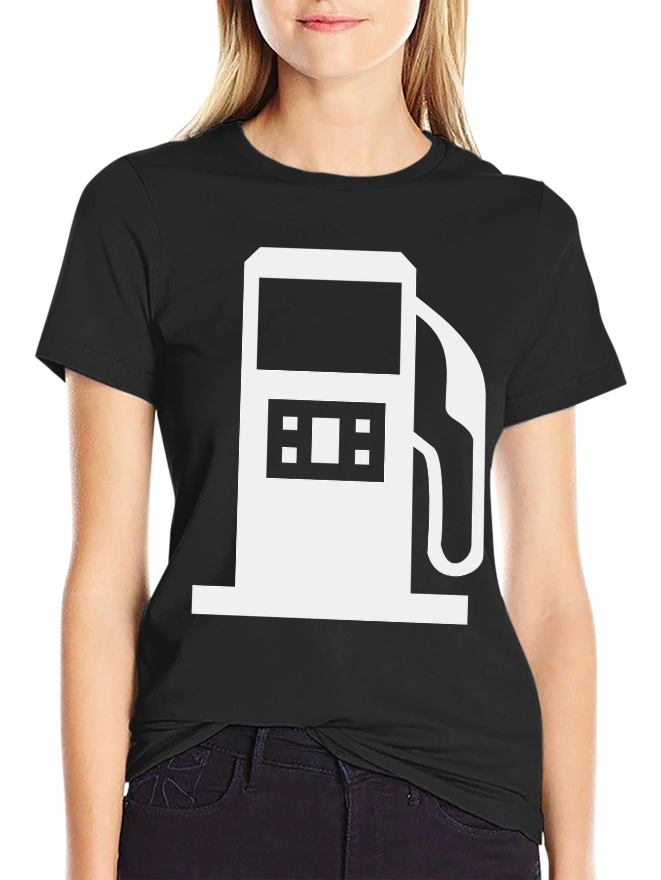 Black Gas Pump Graphic Tee - Black Cotton T-Shirt view 2