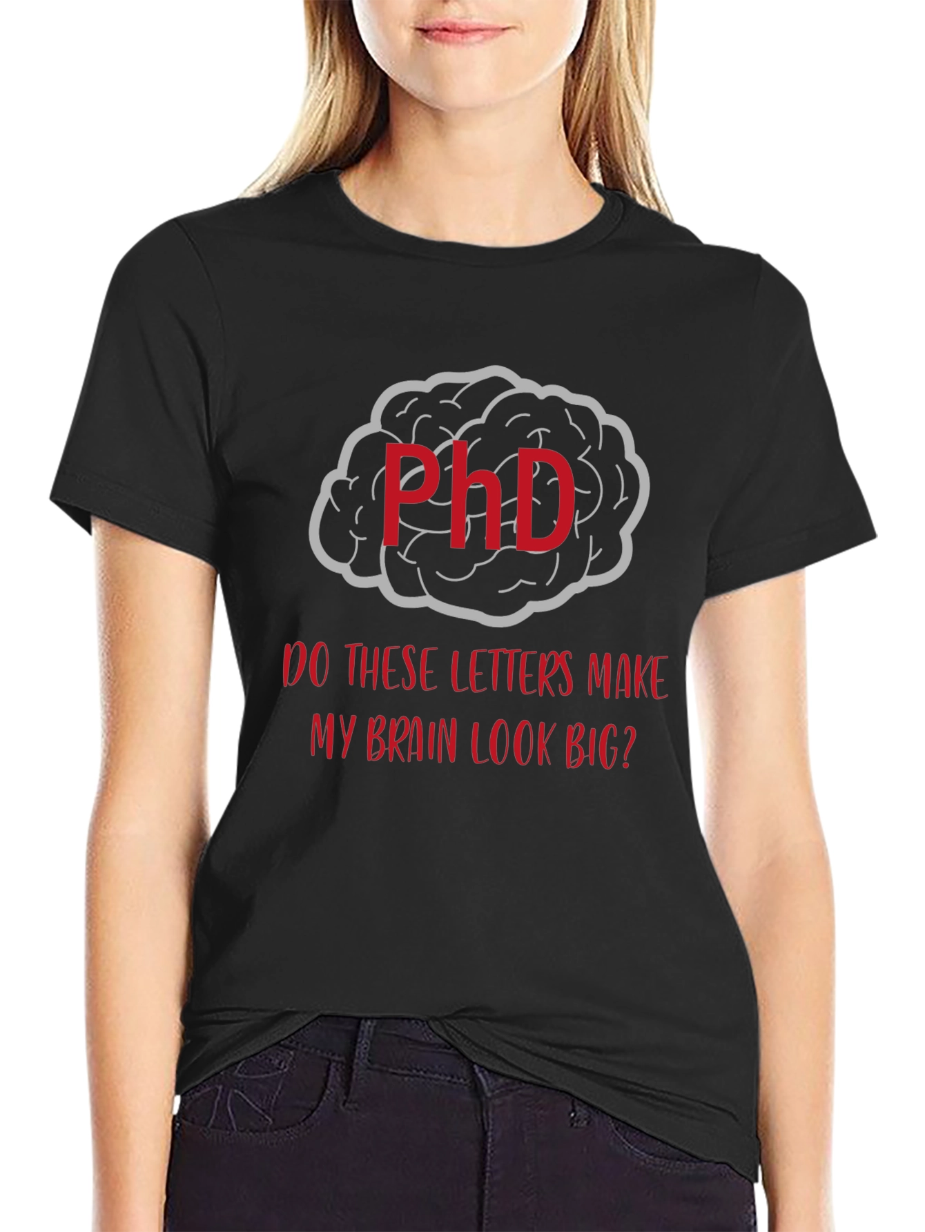 Black PhD Brain Graphic T-Shirt - Funny Academic Tee view 2