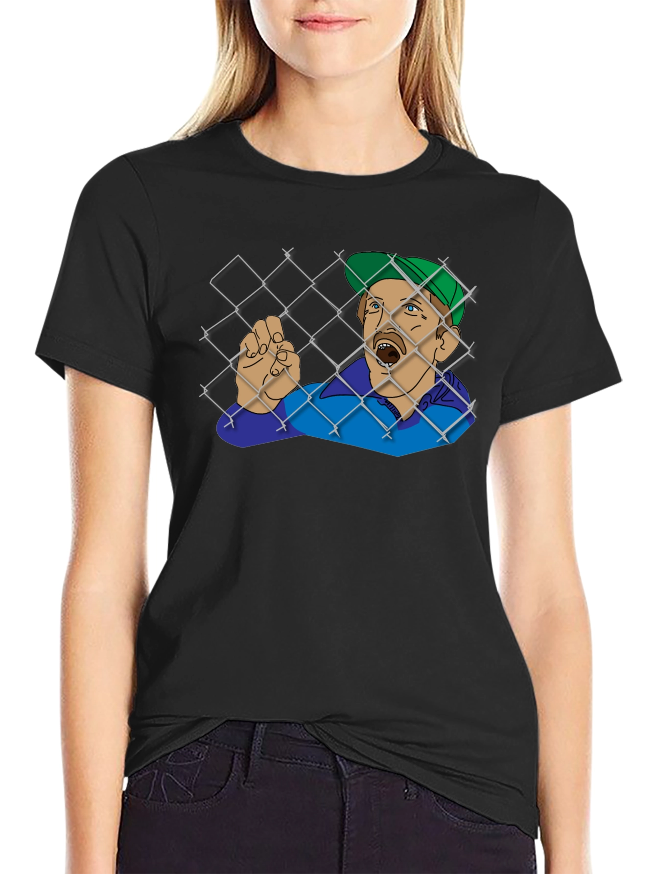 Black Funny Trapped Man Graphic Tee - Black T-Shirt view 2