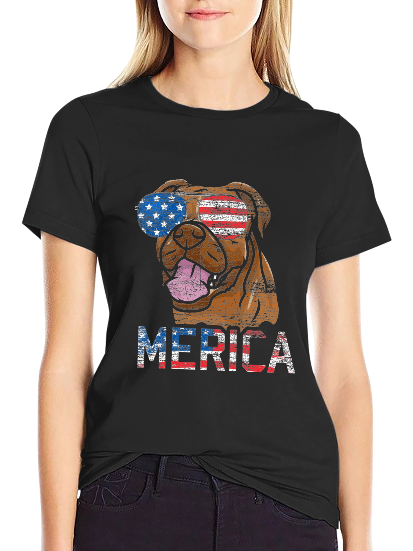 Black Patriotic Dog Graphic T-Shirt view 2