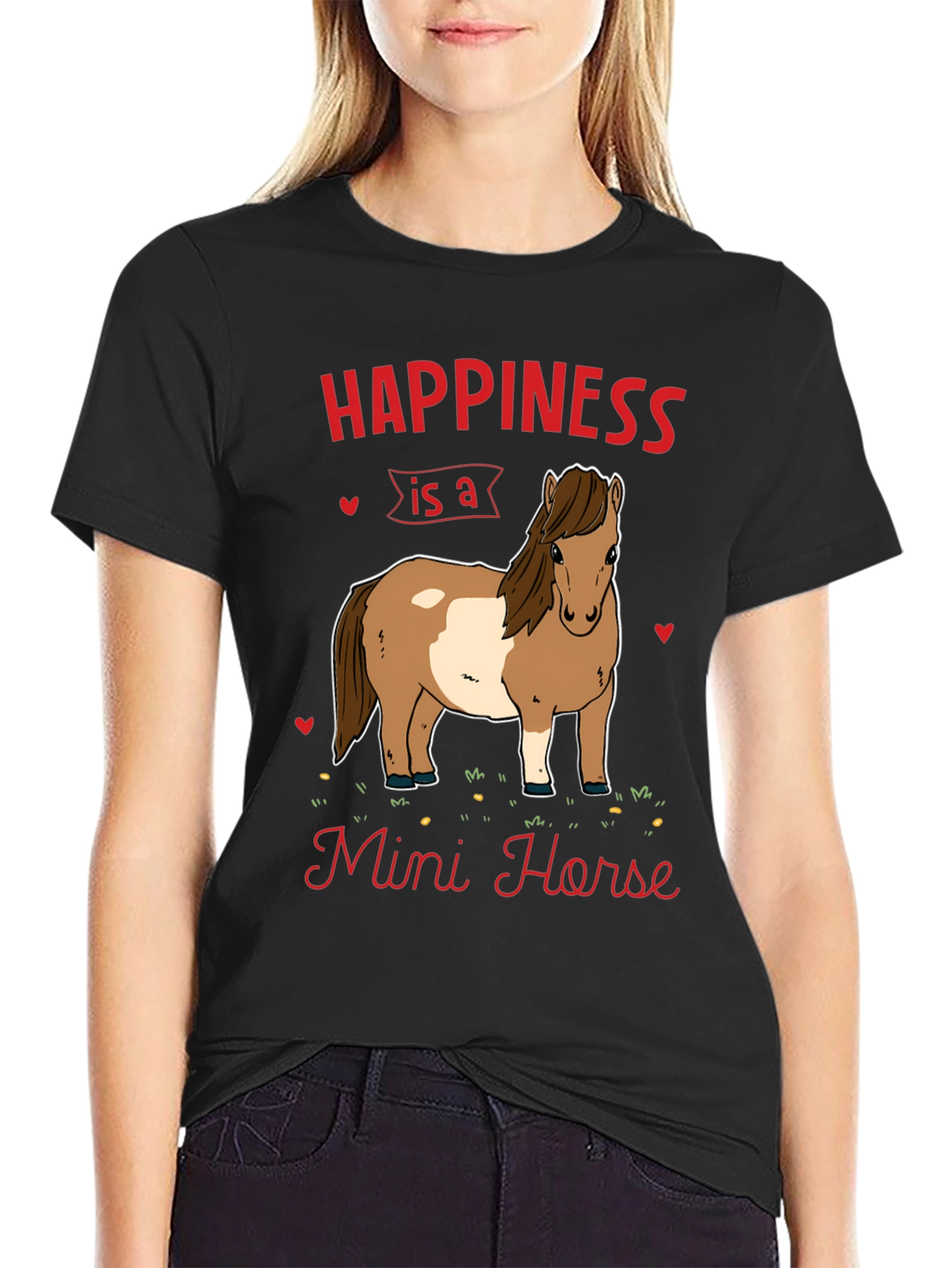 Black Happiness Mini Horse T-Shirt view 2
