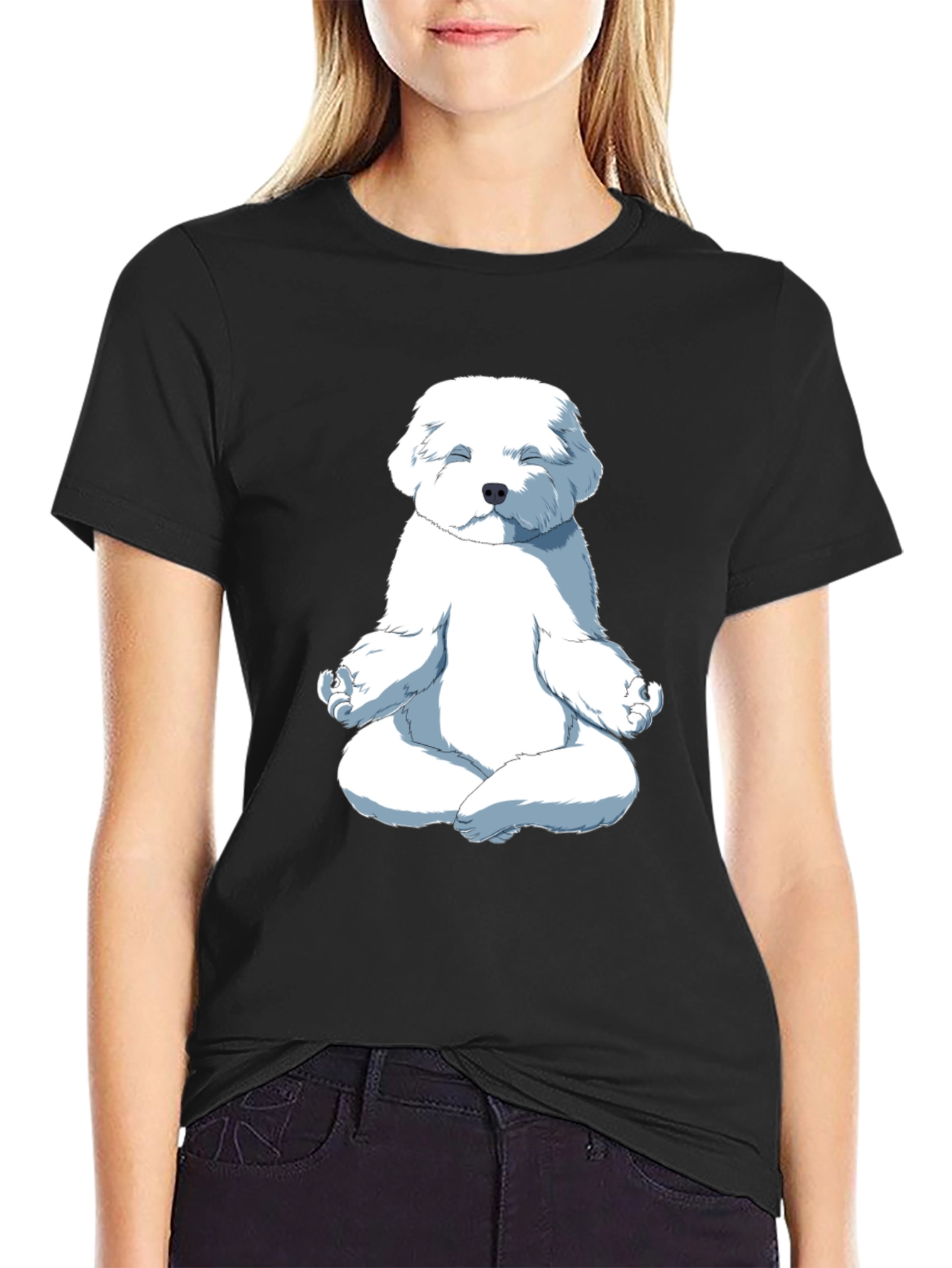 Black Meditating Dog Graphic T-Shirt view 2