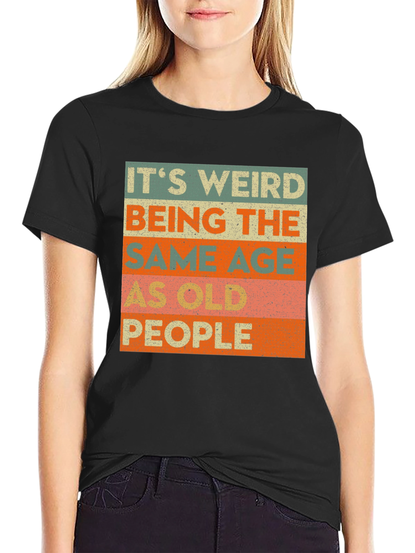 Black Funny Old People T-Shirt, Novelty Humor Tee view 2