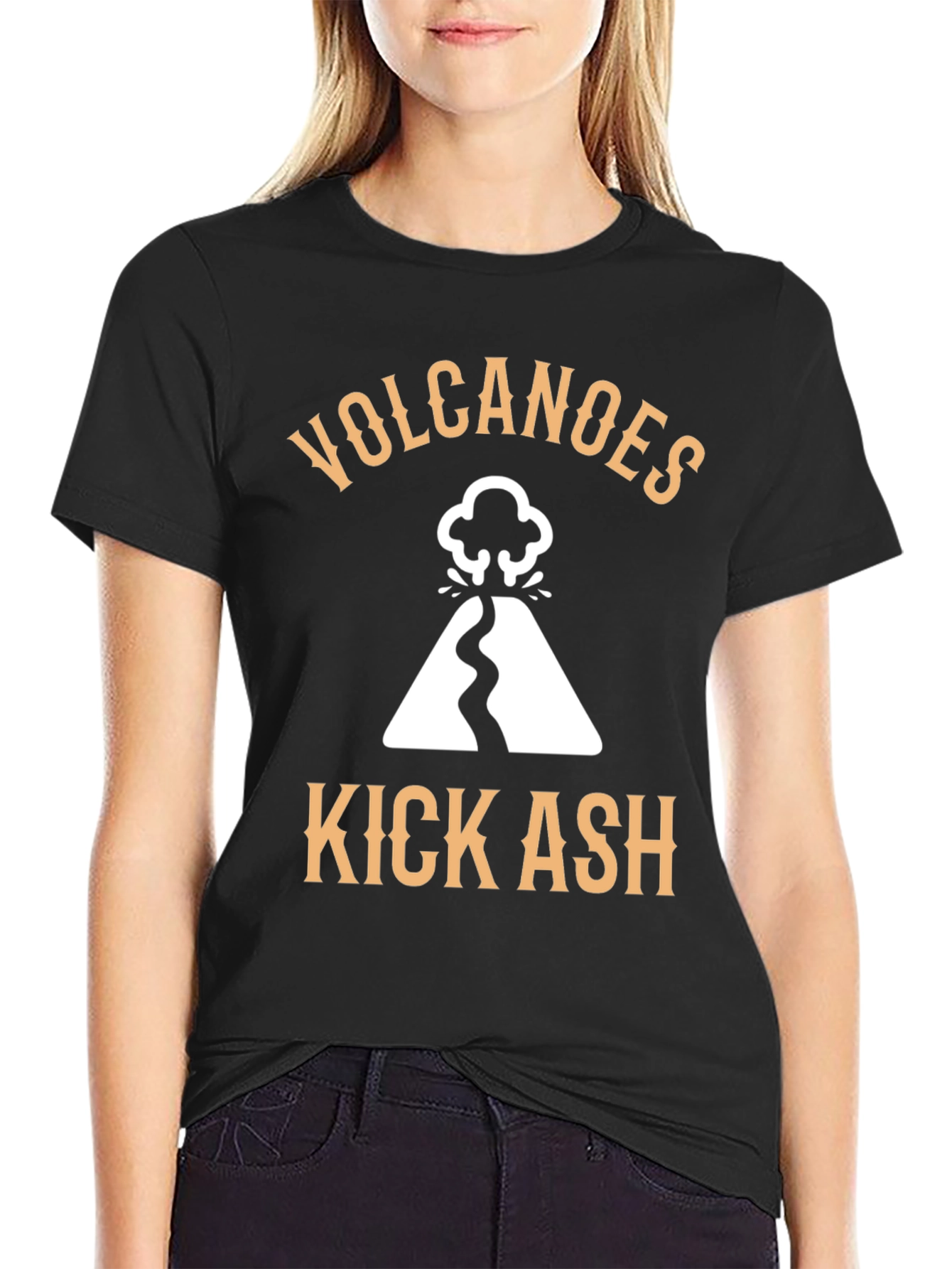 Black Volcanoes Kick Ash Graphic Tee - Black view 2