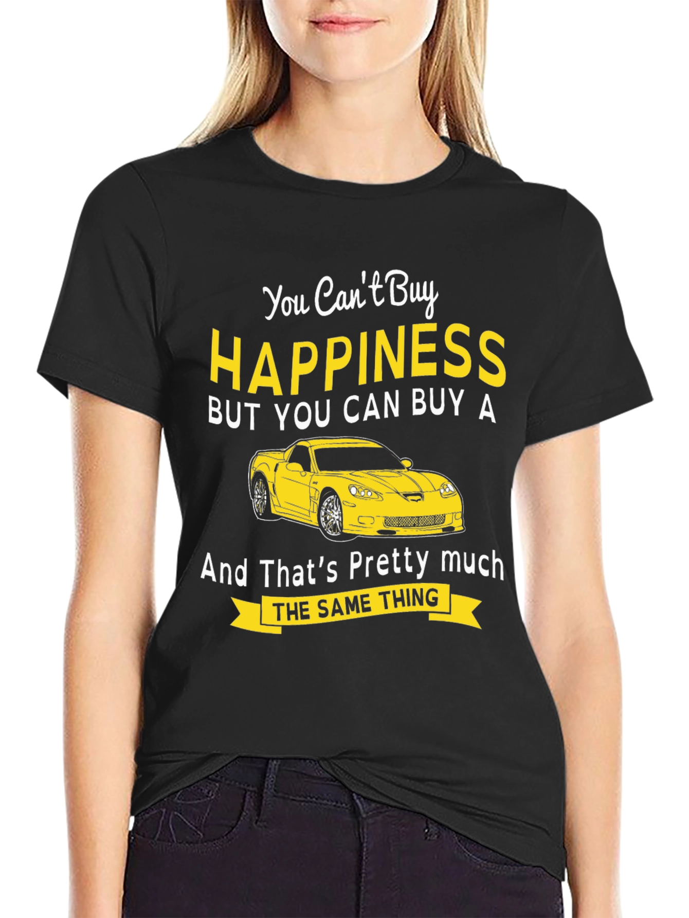 Black Happiness Car Graphic T-Shirt view 2