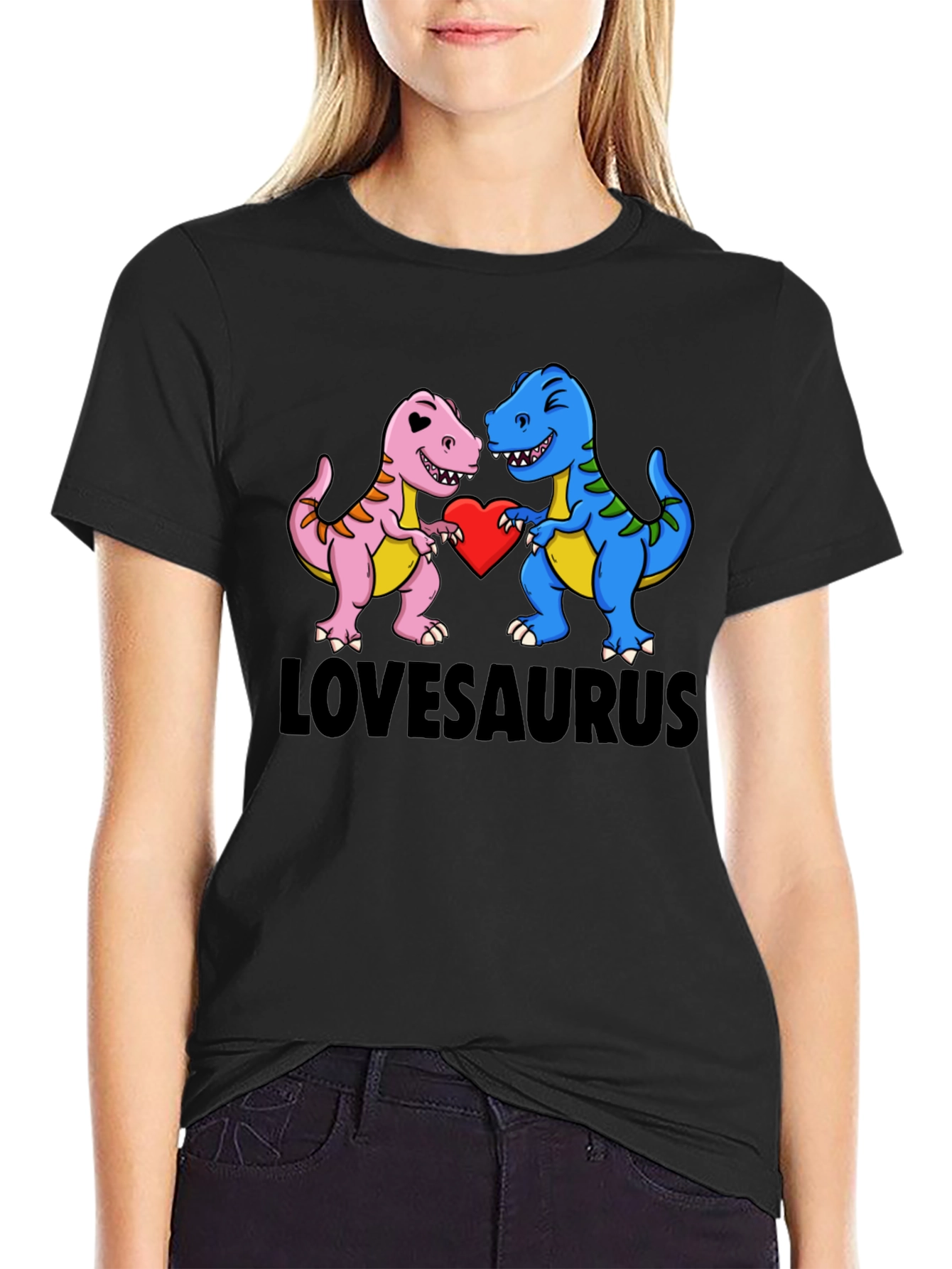 Black Lovesaurus Dinosaur T-Shirt - Perfect for Valentine's! view 2