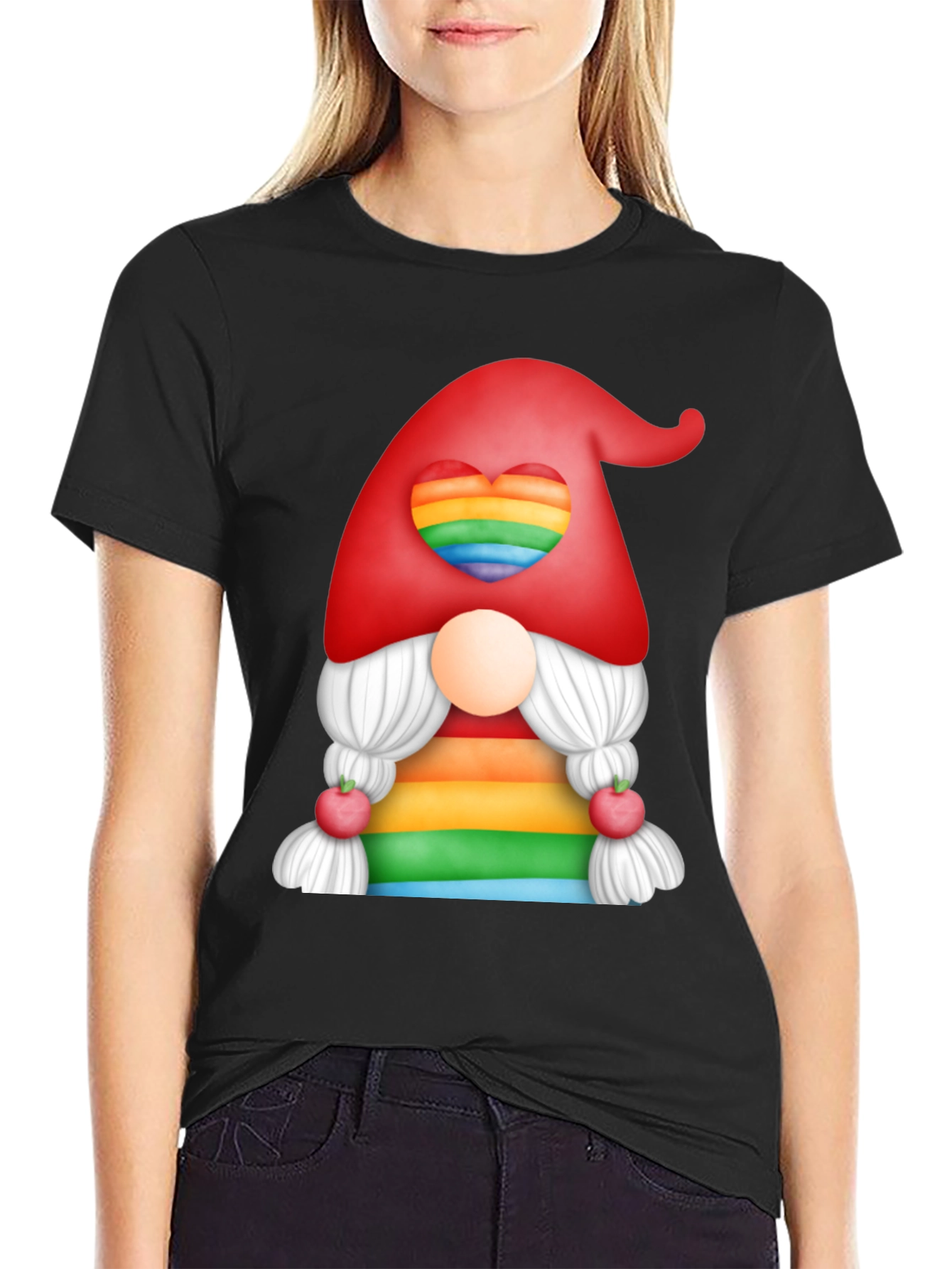 Black Rainbow Gnome T-Shirt view 2