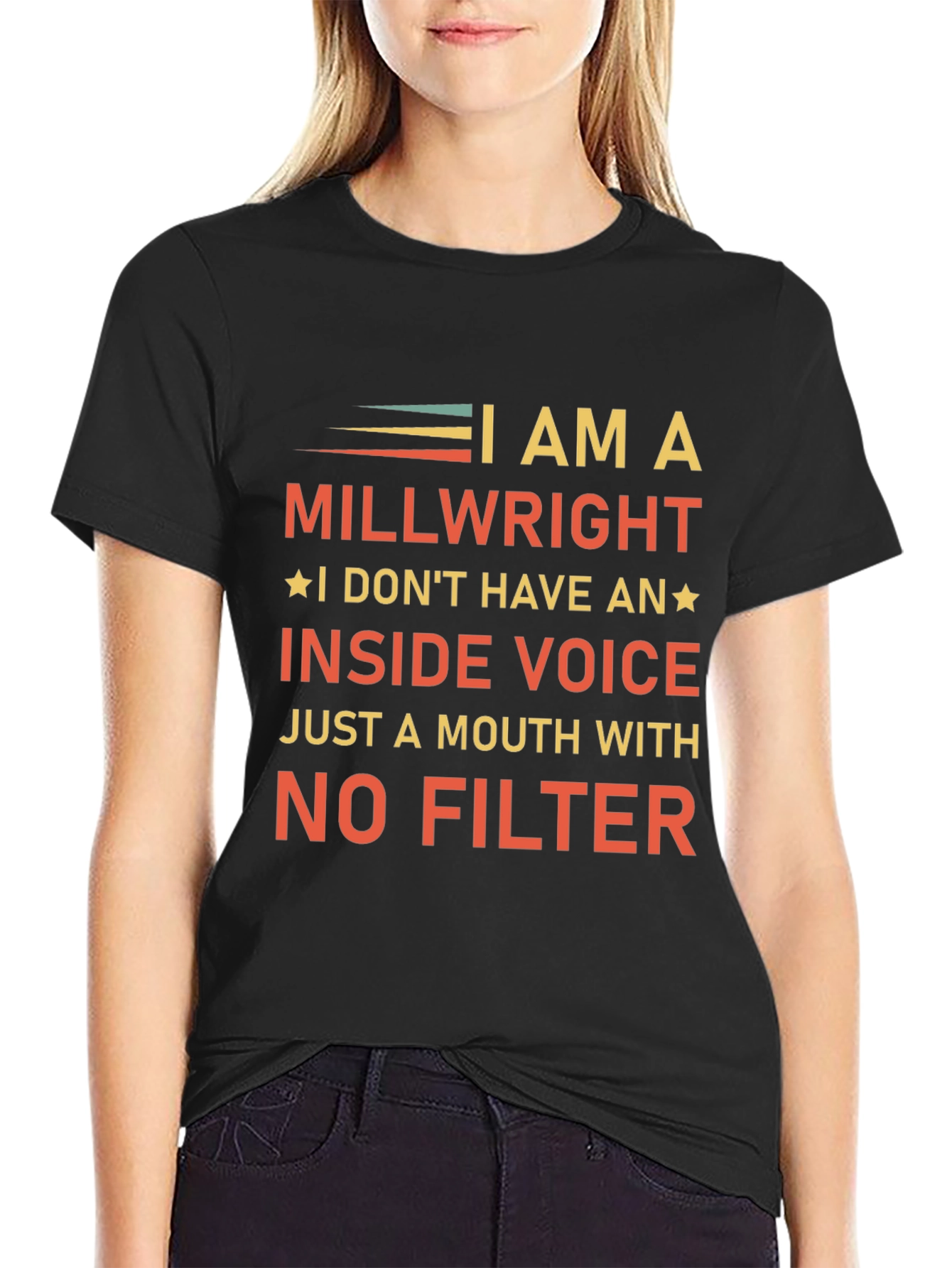 Black I Am A Millwright T-Shirt - No Filter Funny Tee view 2