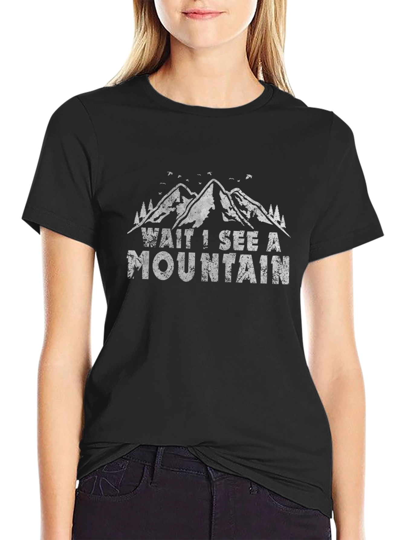 Black Wait I See A Mountain Black Graphic Tee view 2