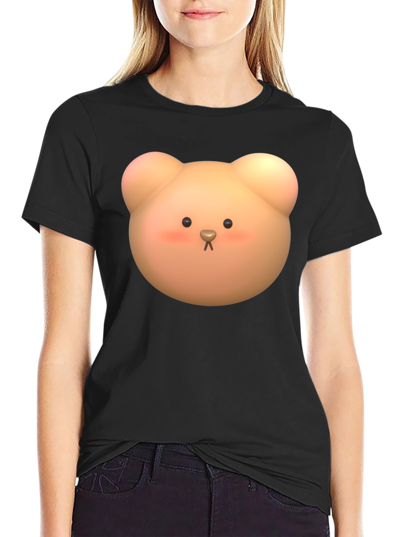 Black Cute Bear Graphic Tee - Soft Cotton Comfort view 2