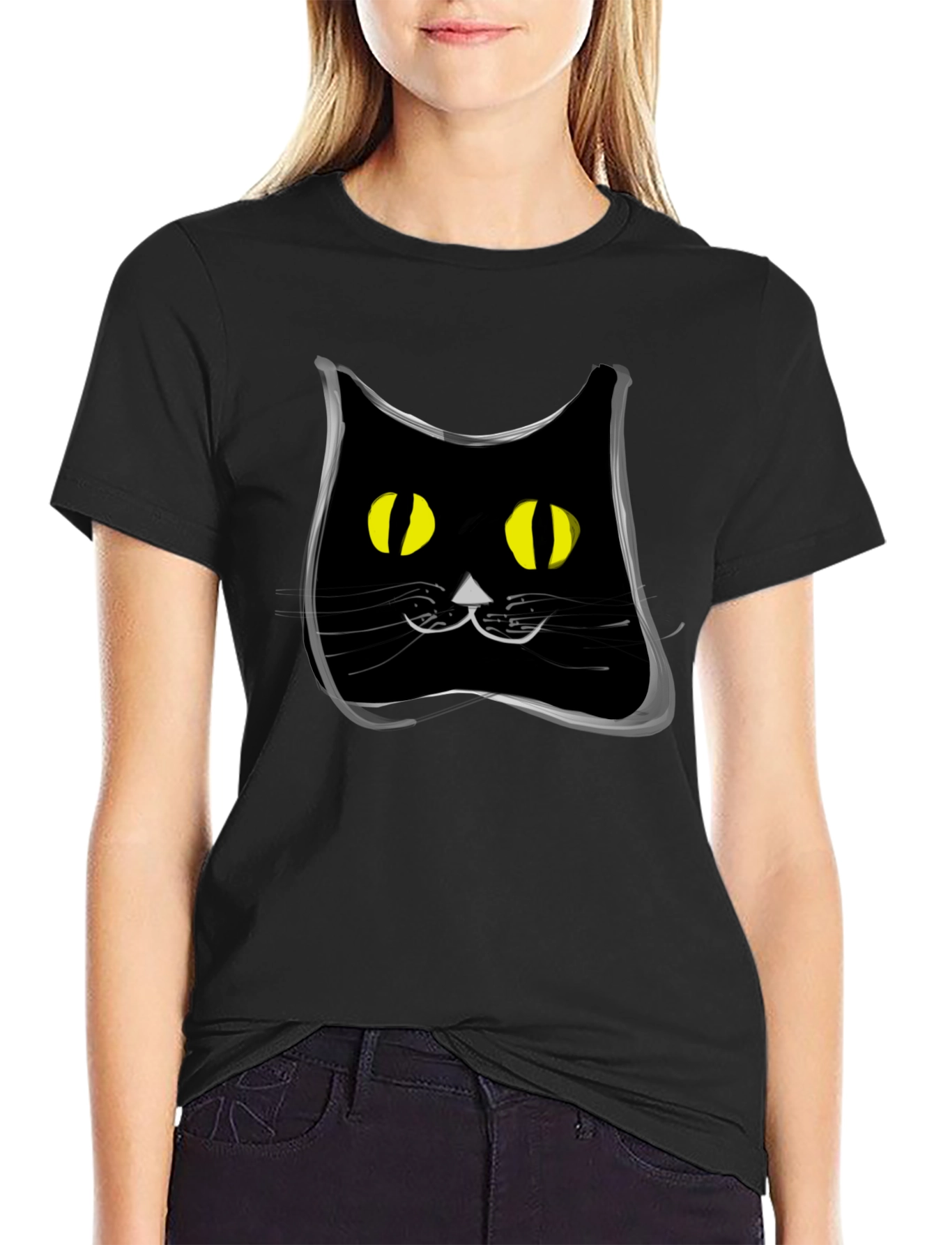 Black Black Cat Graphic Tee - Modern Style view 2