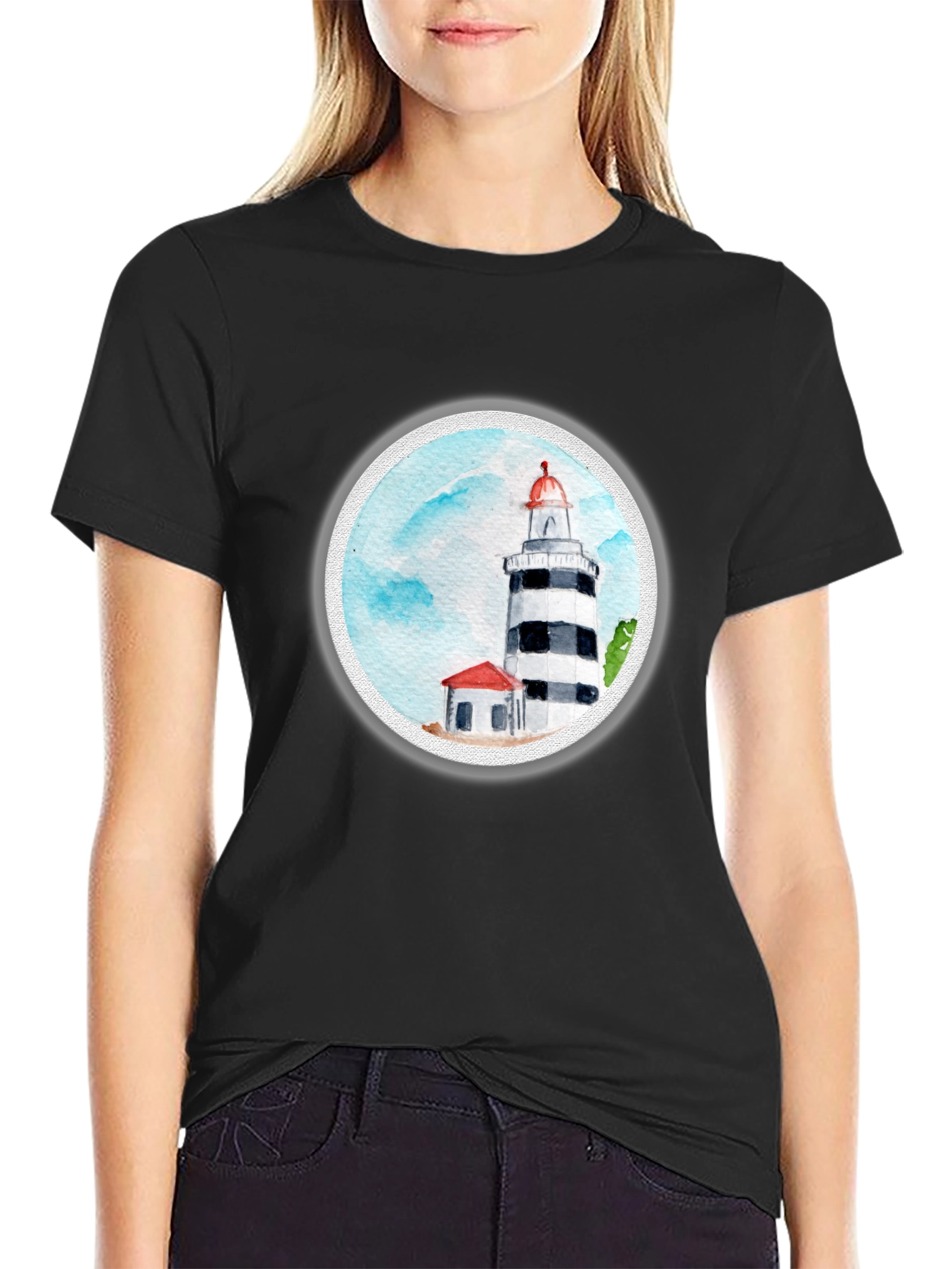 Black Lighthouse Graphic Print Tee - Classic Comfort view 2