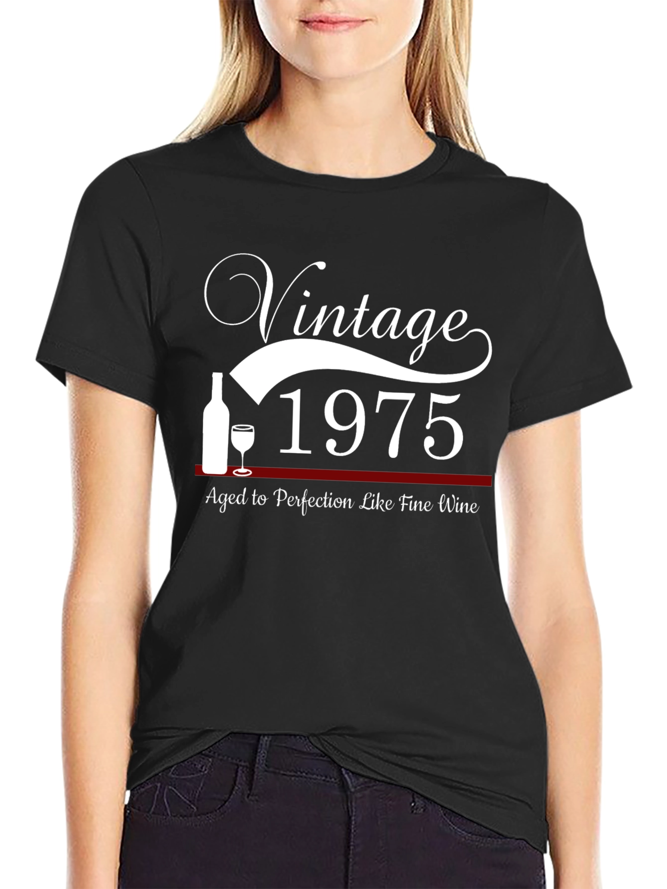 Black Vintage 1975 Aged To Perfection Black T-Shirt view 2