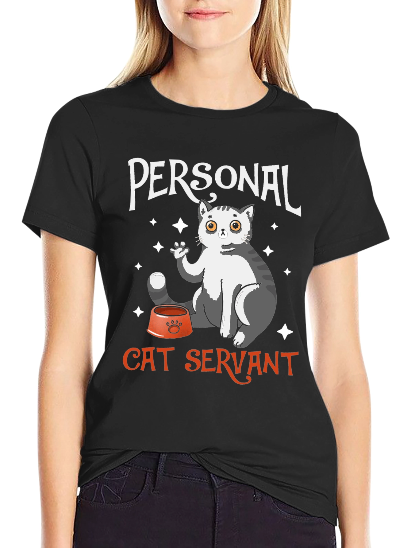 Black Personal Cat Servant T-Shirt view 2