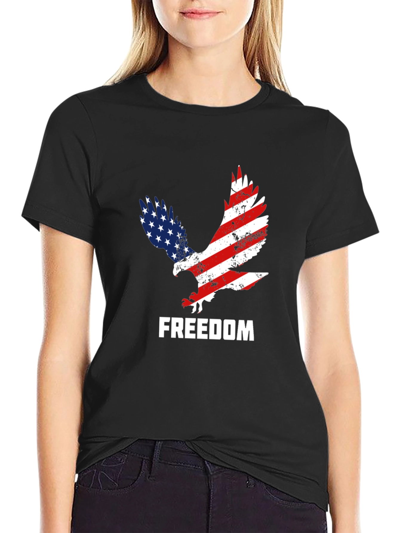 Black American Freedom Eagle Graphic Tee view 2