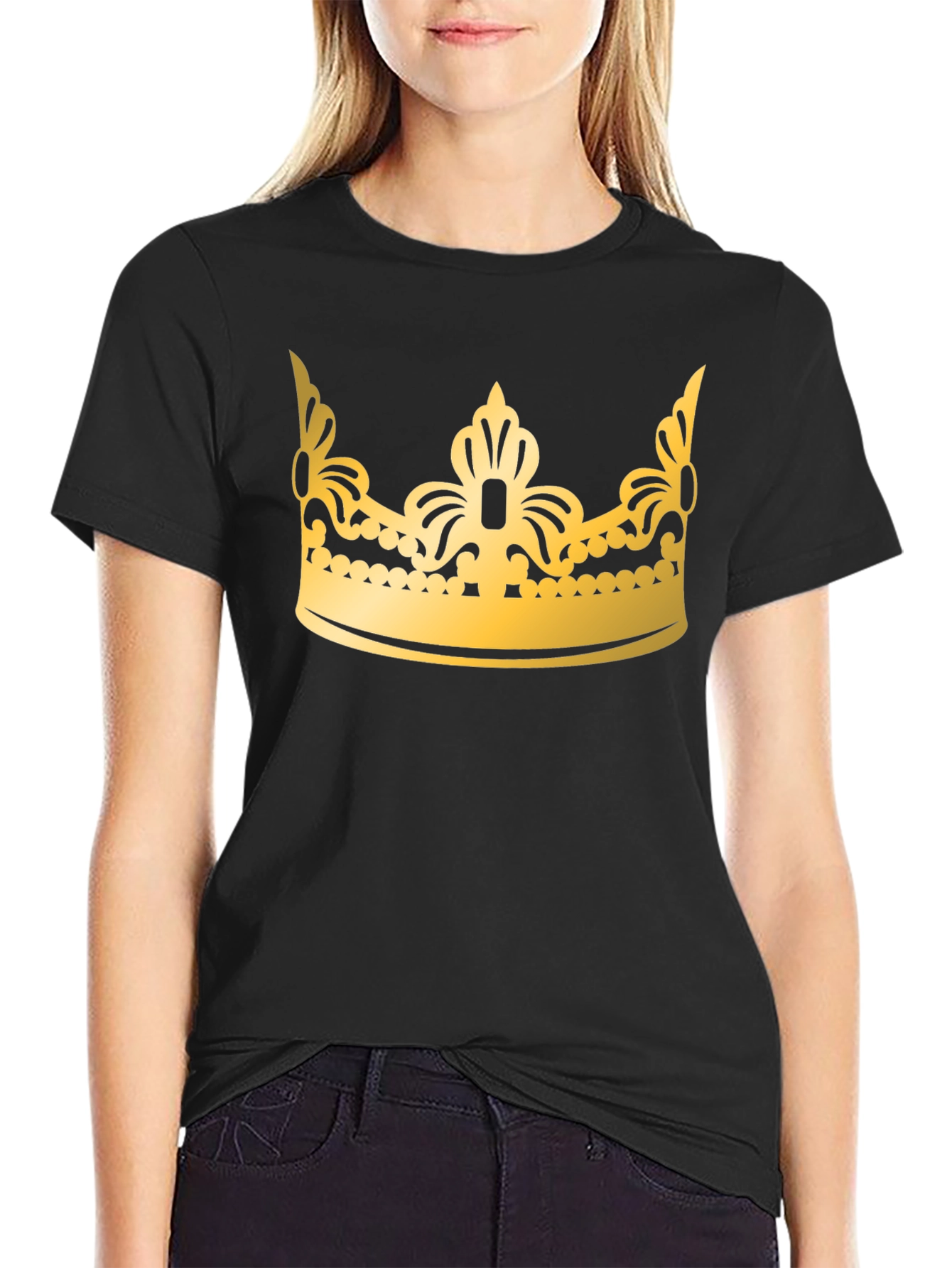 Black Gold Crown Graphic Black T-Shirt view 2