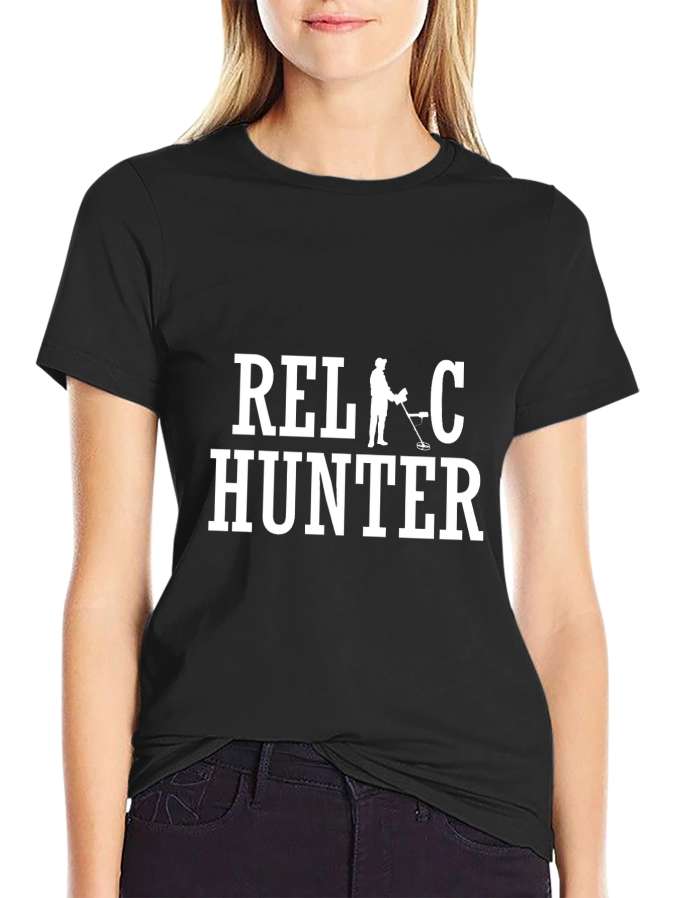 Black Relic Hunter Black Cotton Graphic T-Shirt view 2