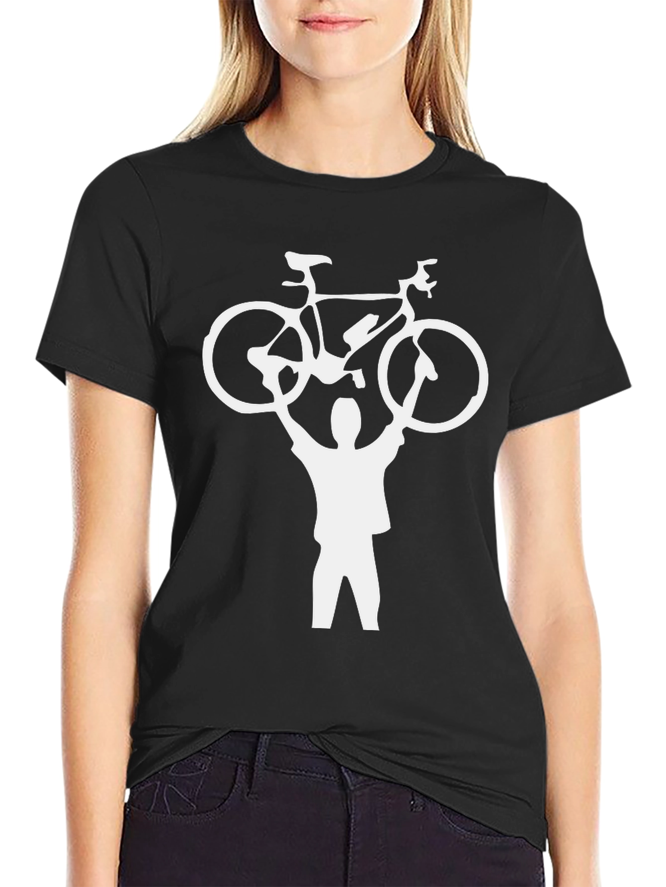 Black Bike Champ T-Shirt - Black Cotton Graphic Tee view 2