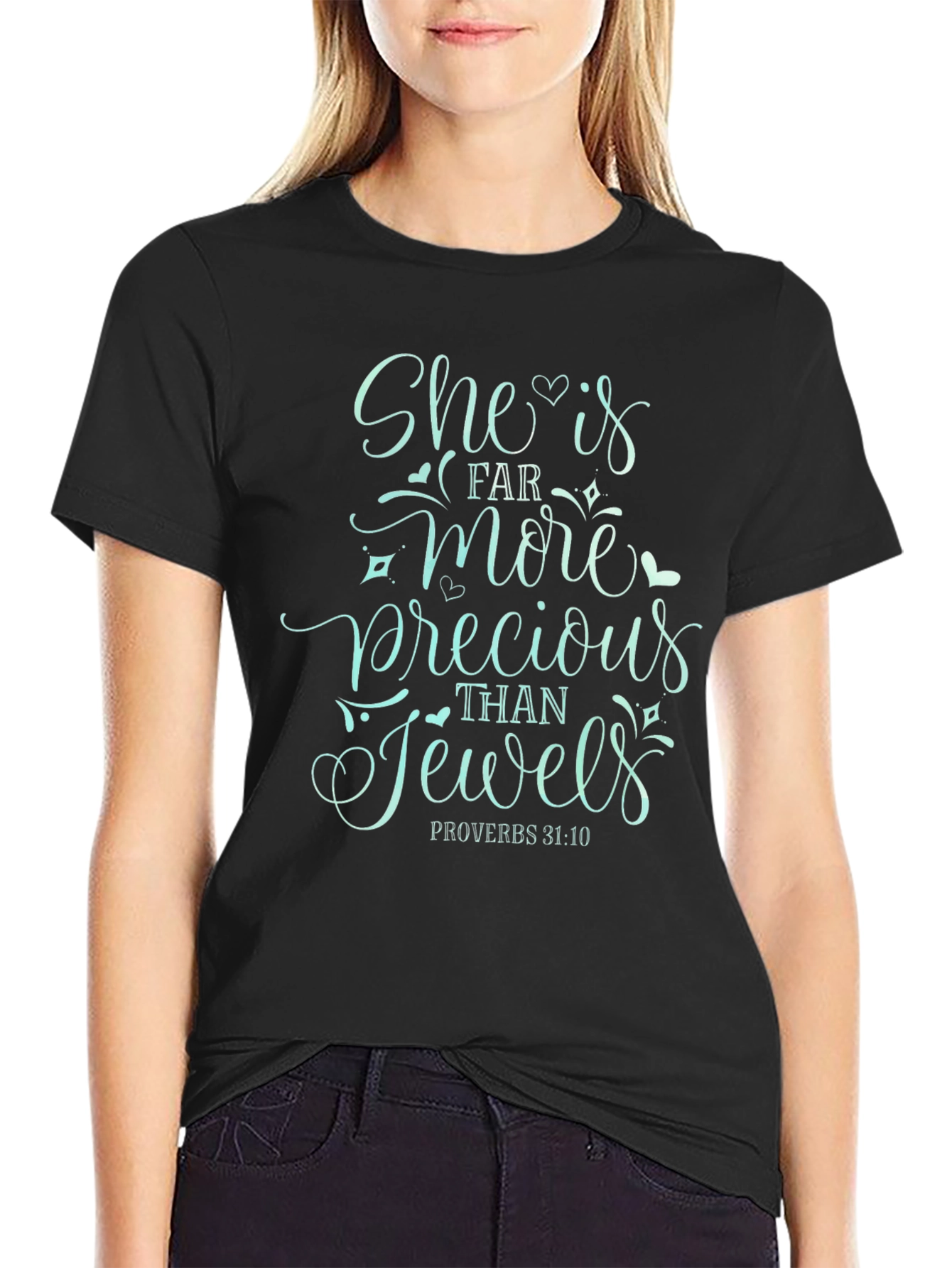 Black She is More Precious Than Jewels Tee view 2