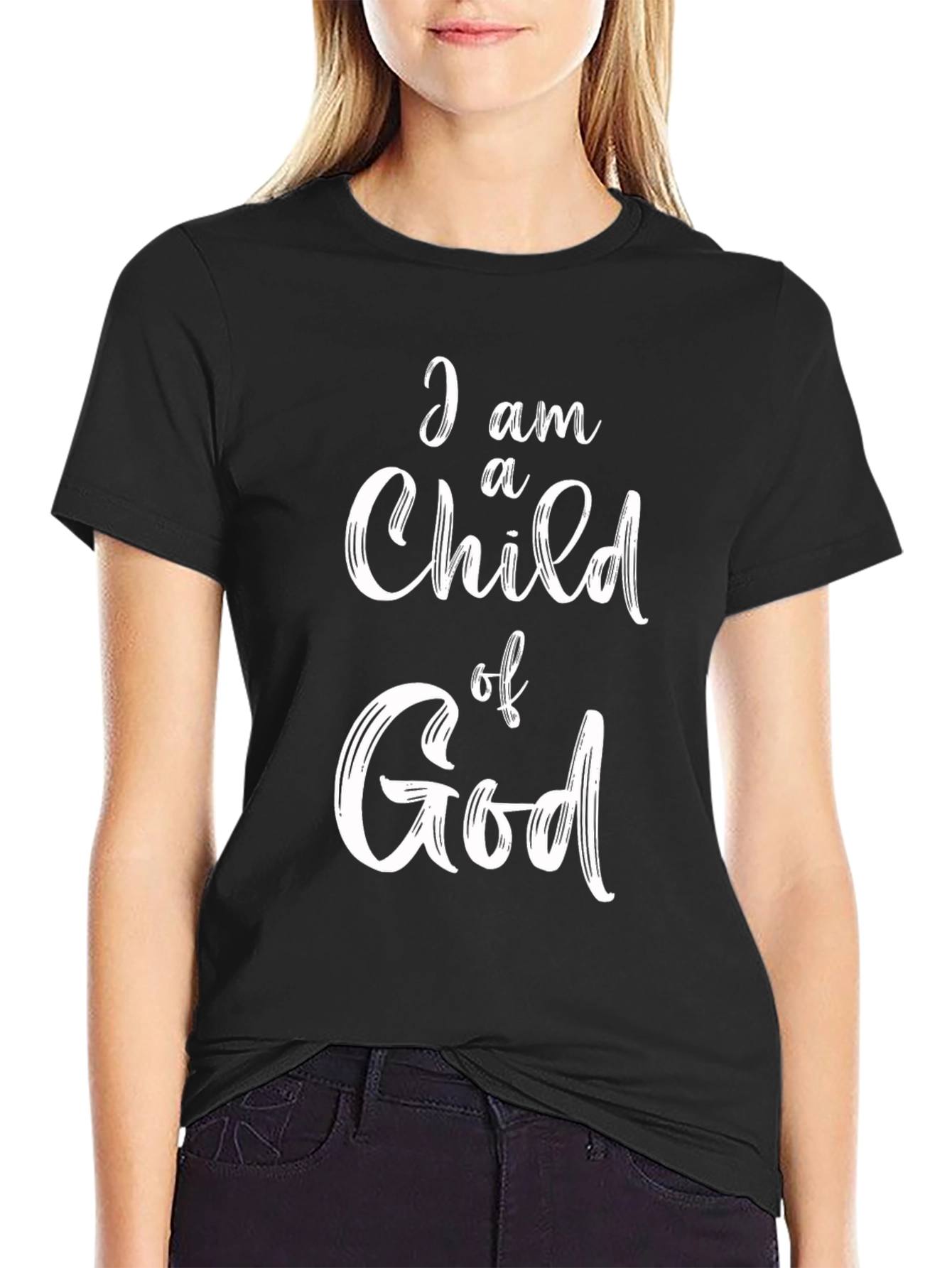 Black I am a Child of God T-Shirt - Black view 2